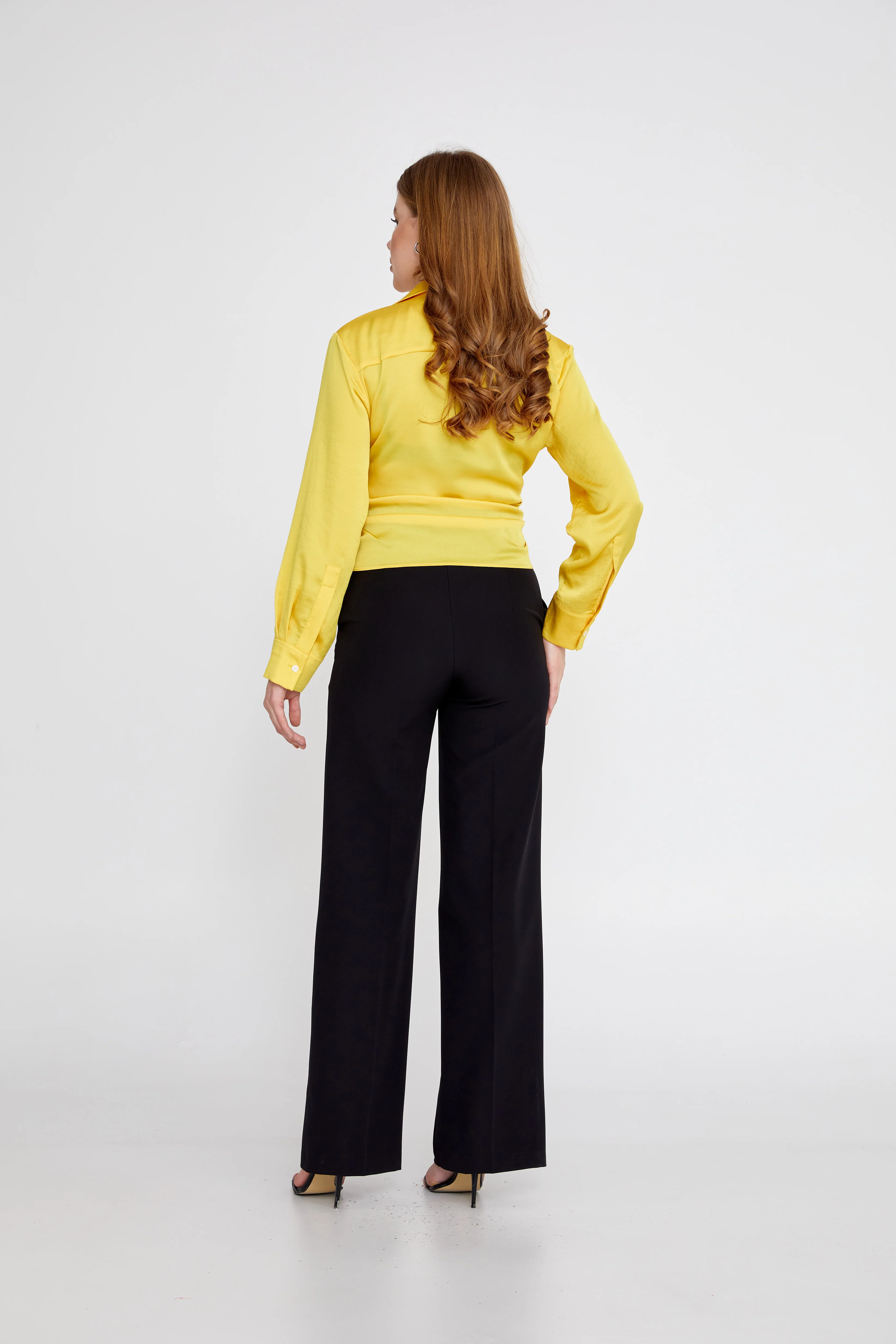 Long Sleeve Solid Color Regular Blouse ber23k4107 - Image 3