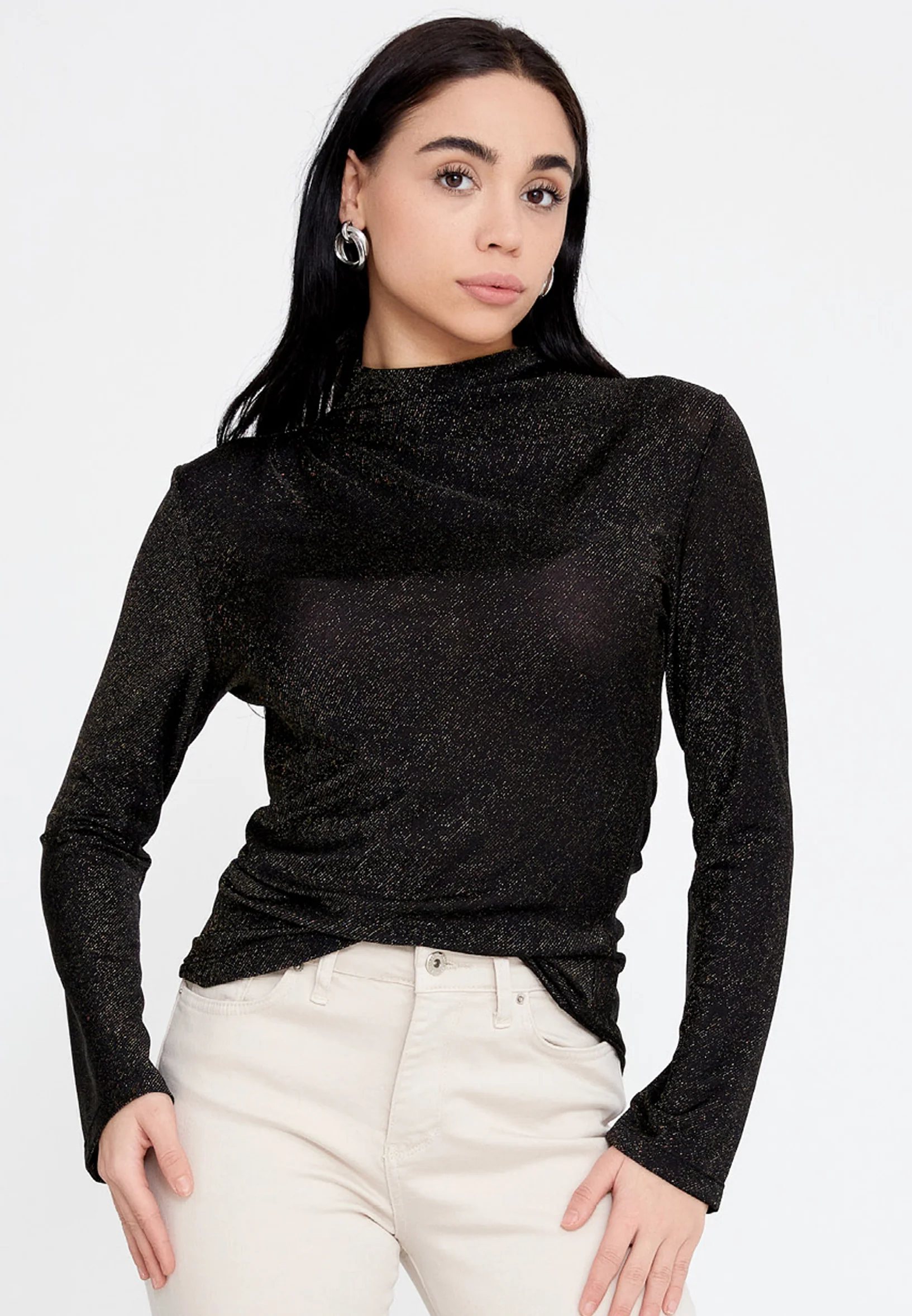 Long Sleeve Solid Color Regular Blouse ber23k4109