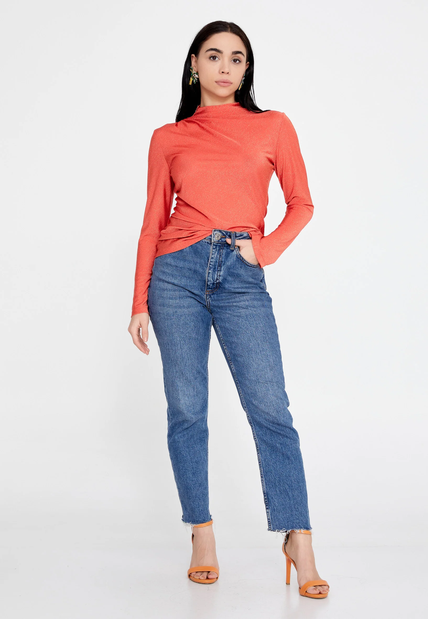 Long Sleeve Solid Color Regular Blouse ber23k4109 - Image 10