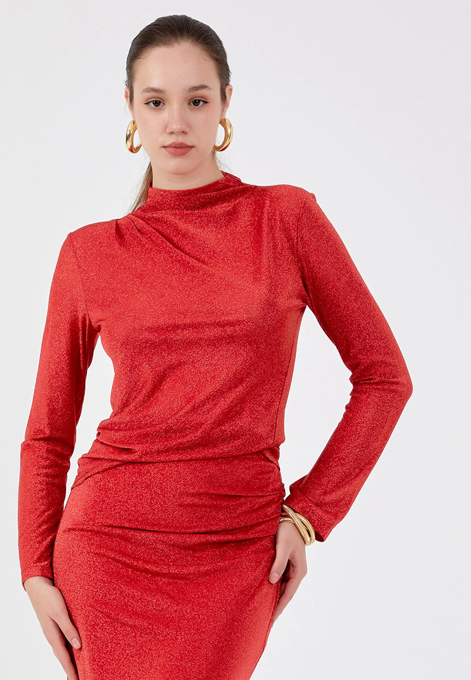 Long Sleeve Solid Color Regular Blouse ber23k4109 - Image 13