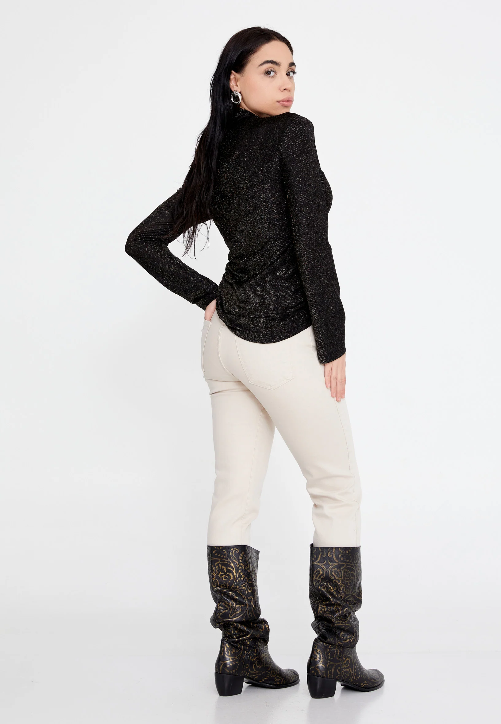 Long Sleeve Solid Color Regular Blouse ber23k4109 - Image 4