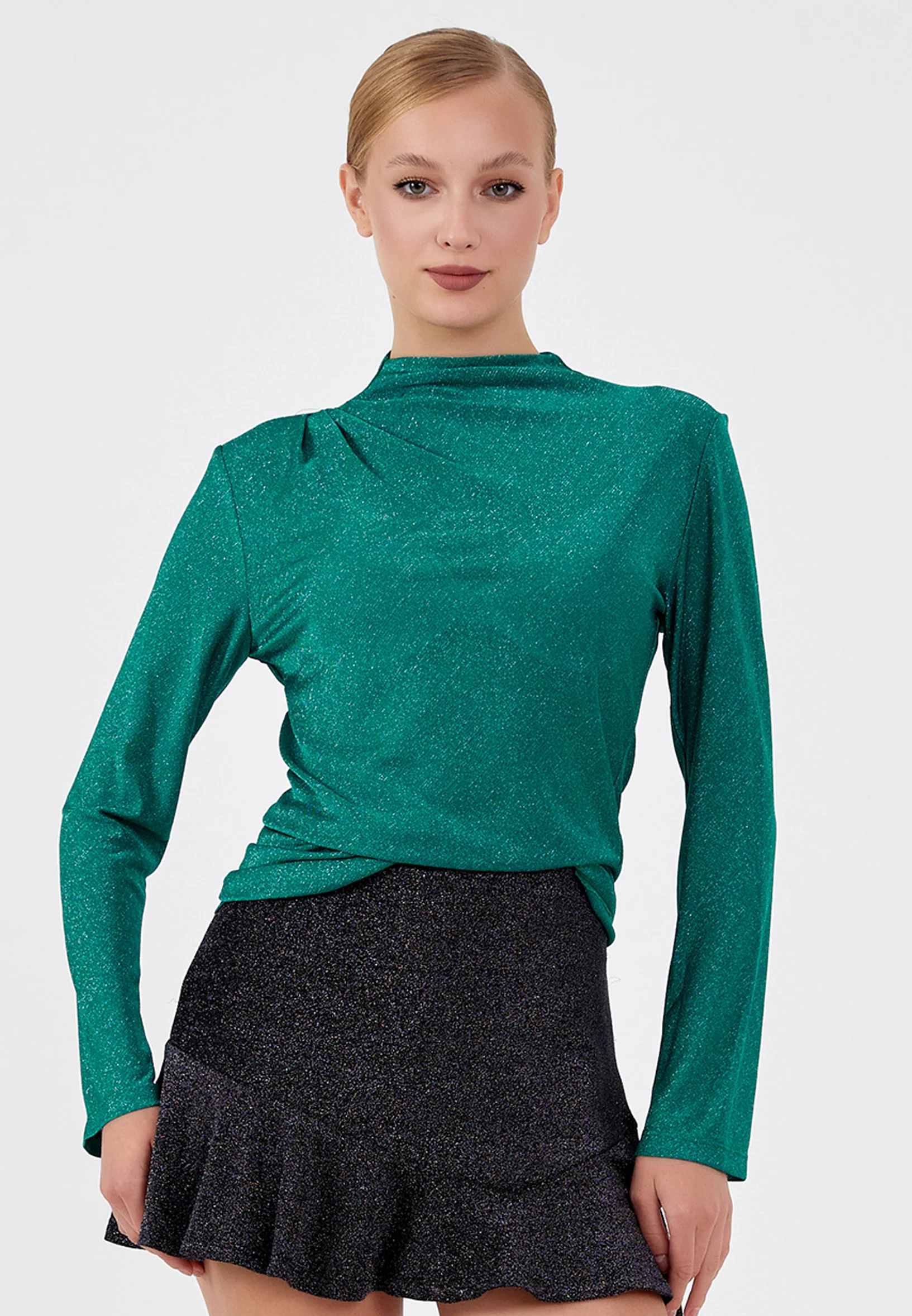 Long Sleeve Solid Color Regular Blouse ber23k4109 - Image 5