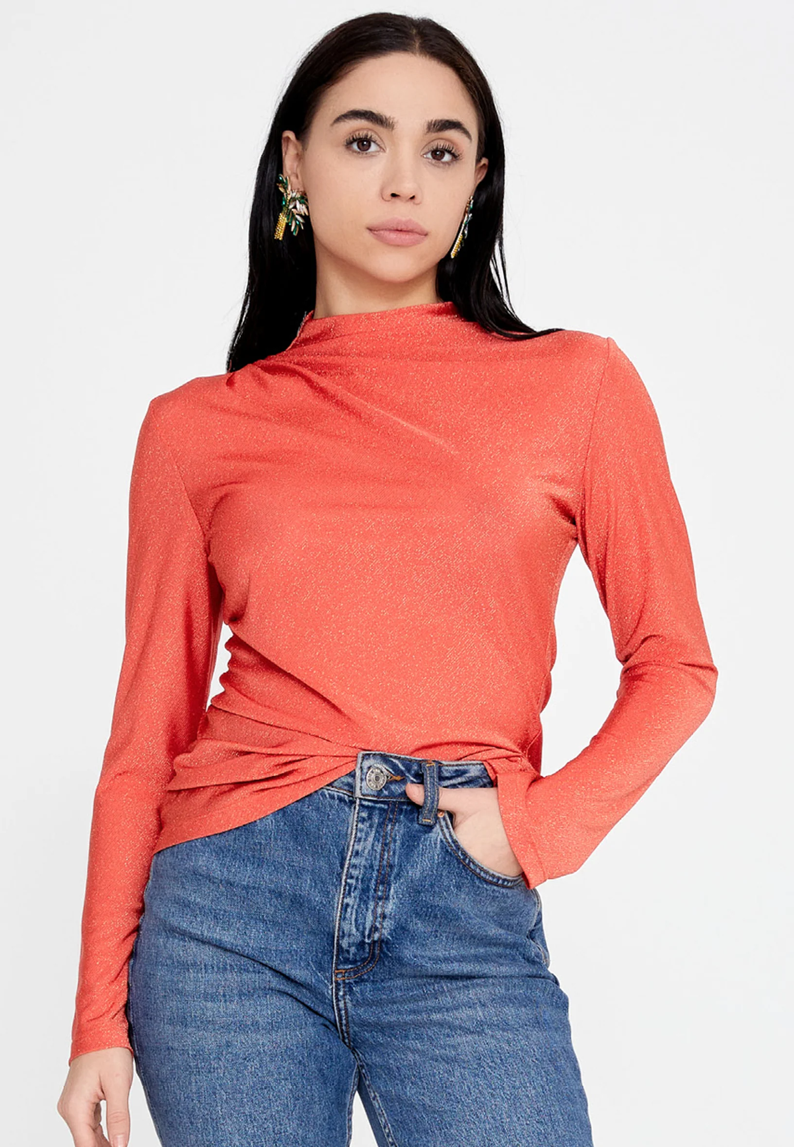 Long Sleeve Solid Color Regular Blouse ber23k4109 - Image 9