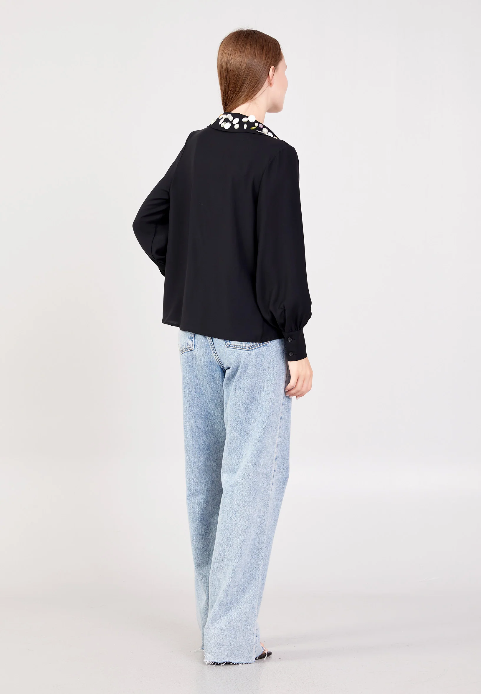 Long Sleeve Solid Color Regular Blouse ber23k4112 - Image 4