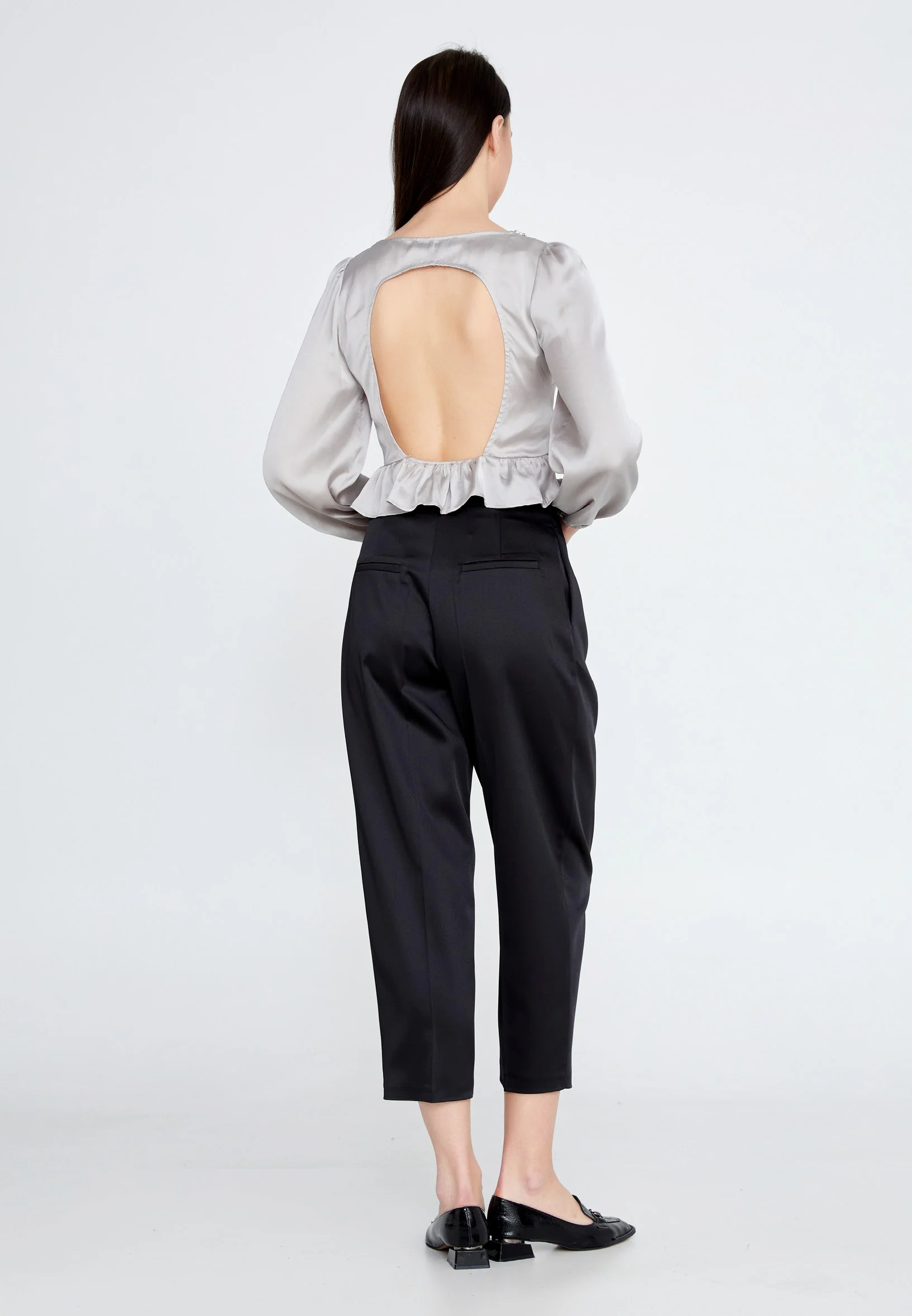 Long Sleeve Solid Color Regular Blouse ber23k4133 - Image 4