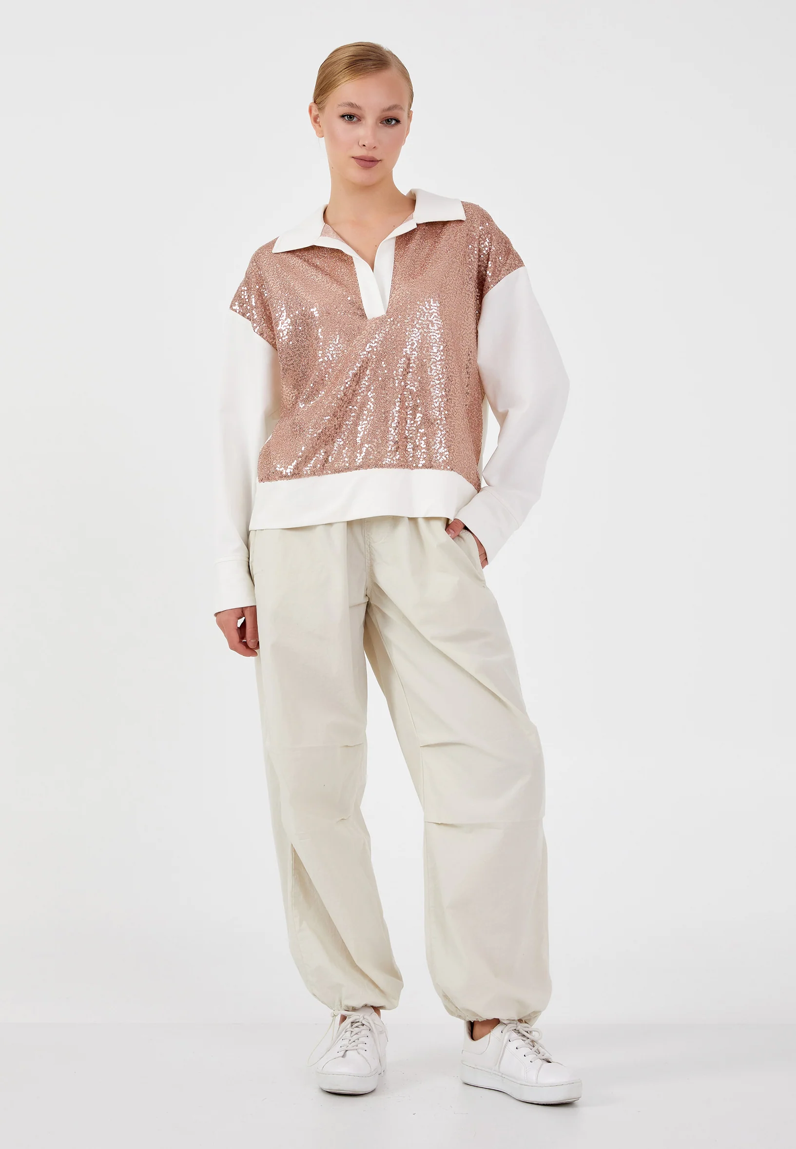 Long Sleeve Solid Color Regular Blouse ber23k7102 - Image 6