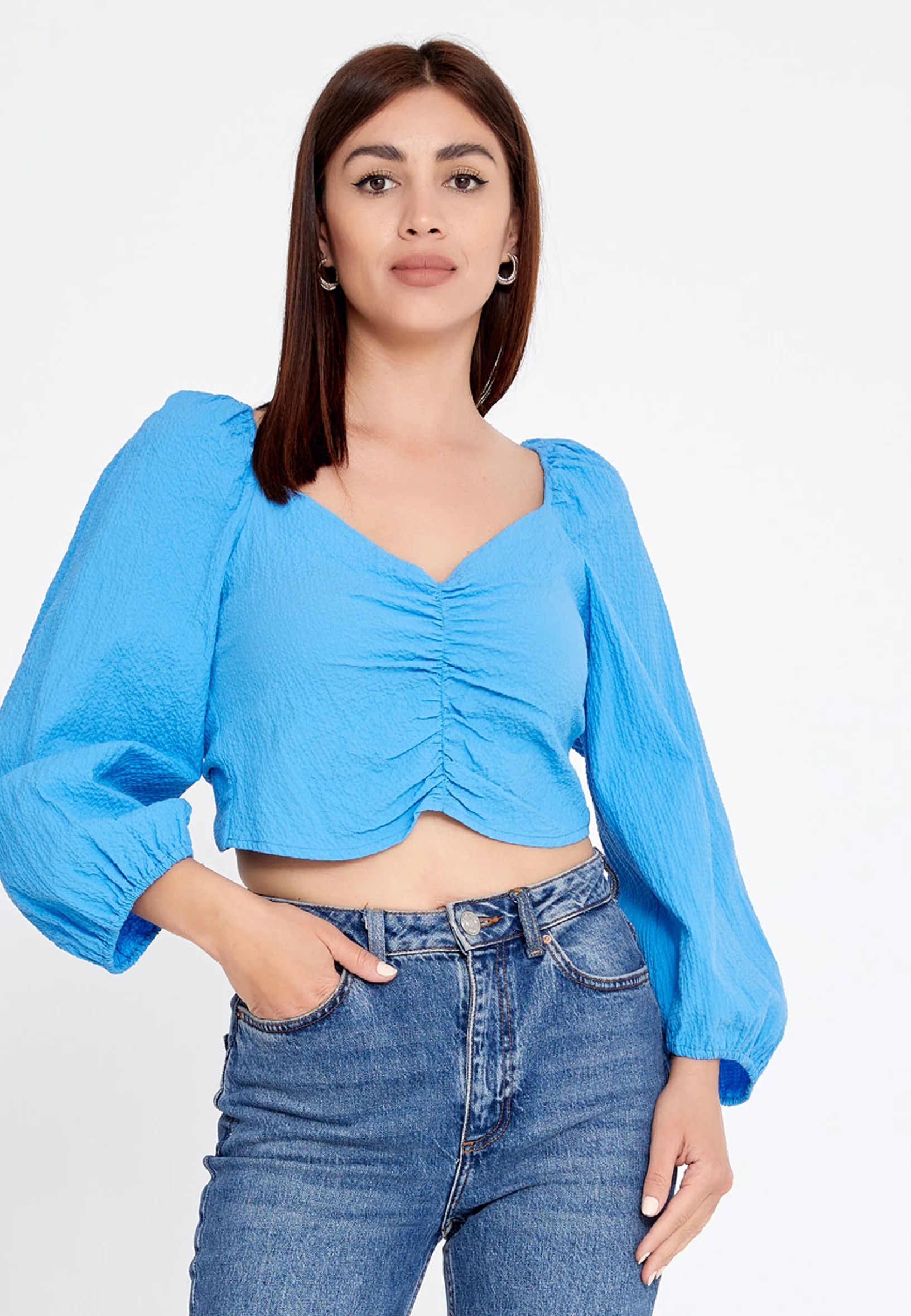 Long Sleeve Solid Color Regular Blouse ber23y4104