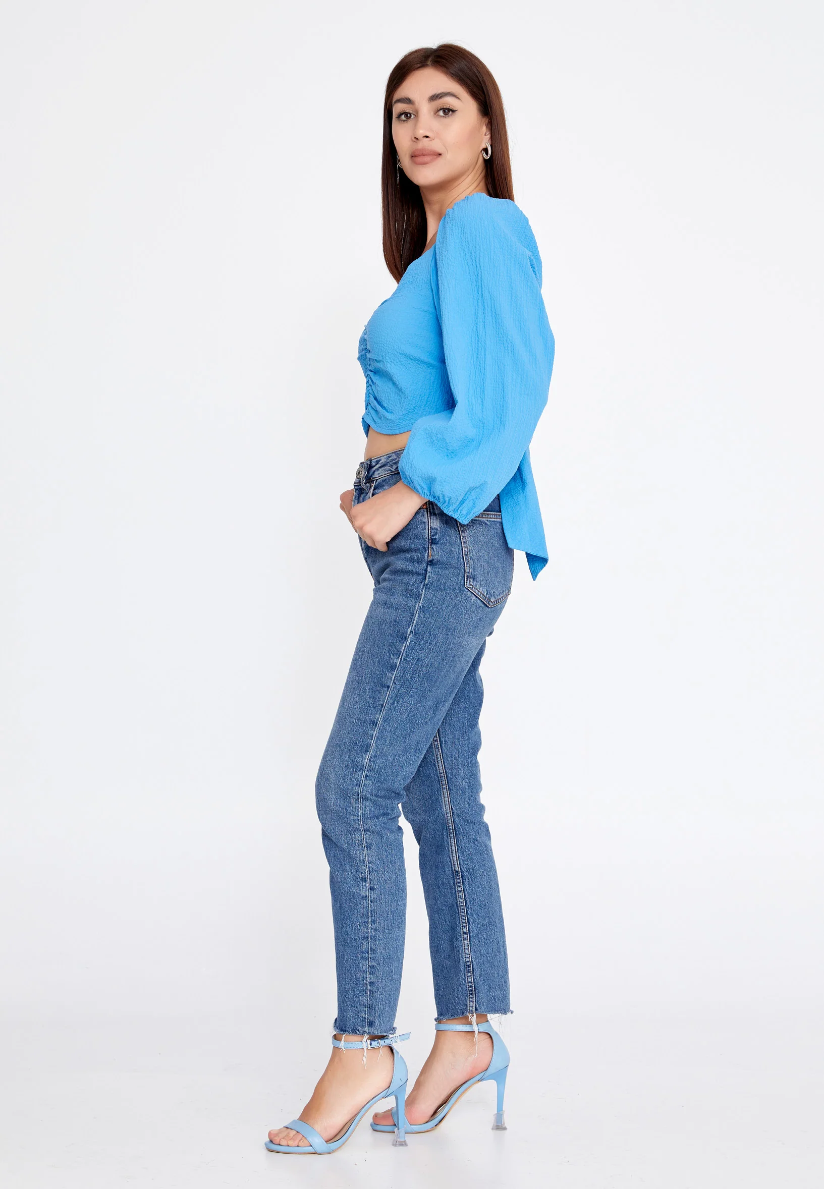 Long Sleeve Solid Color Regular Blouse ber23y4104 - Image 3