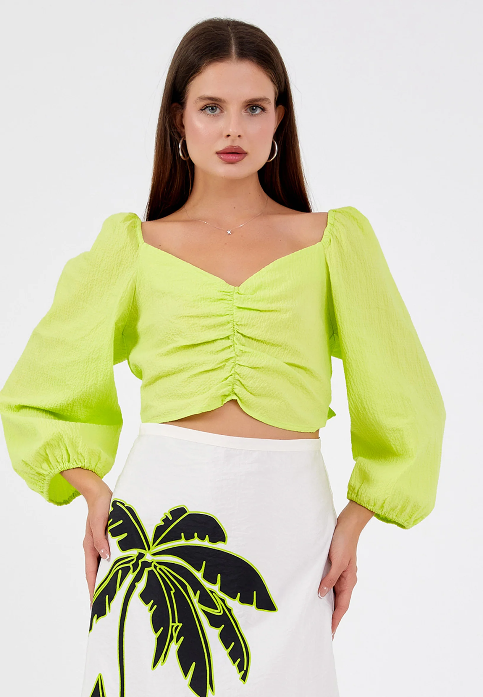 Long Sleeve Solid Color Regular Blouse ber23y4104 - Image 5