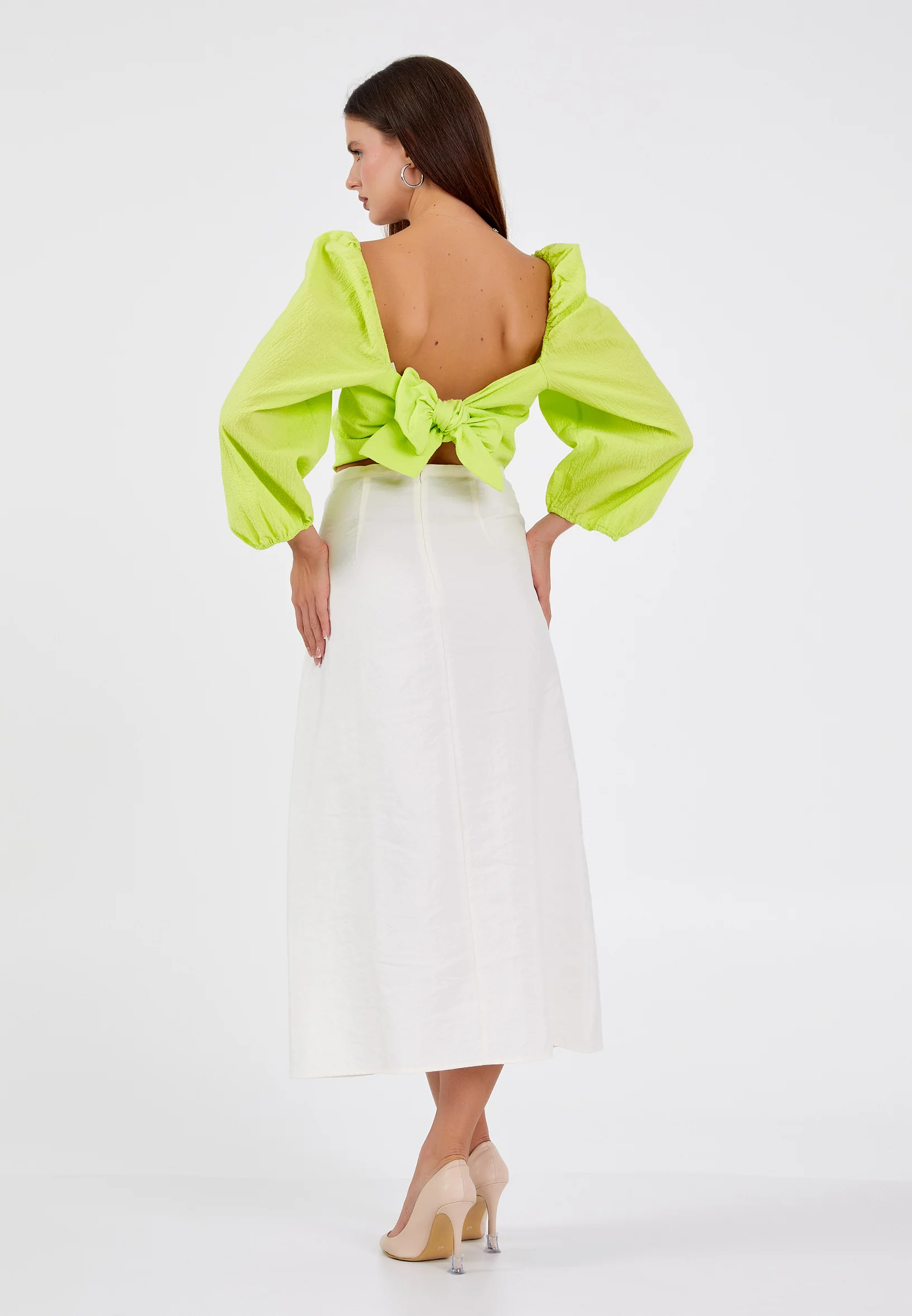 Long Sleeve Solid Color Regular Blouse ber23y4104 - Image 8