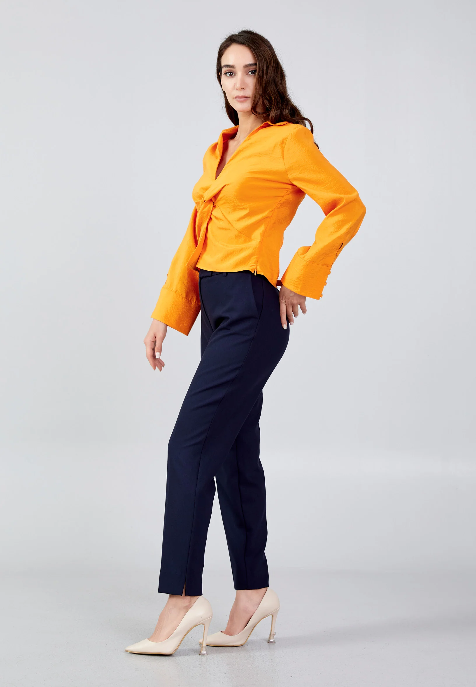 Long Sleeve Solid Color Regular Blouse ber23y4110 - Image 11