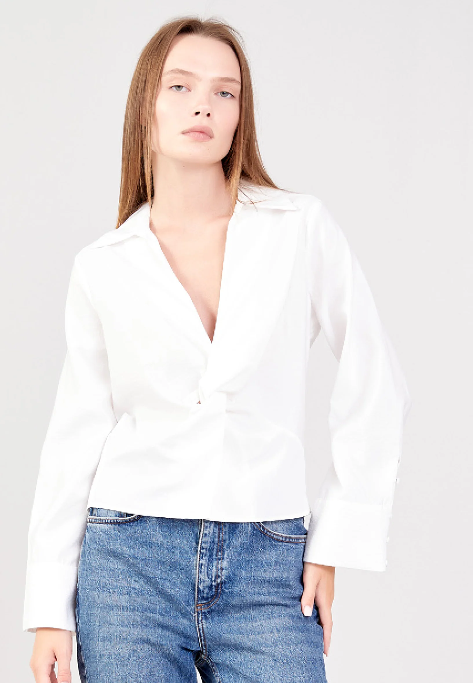 Long Sleeve Solid Color Regular Blouse ber23y4110 - Image 5