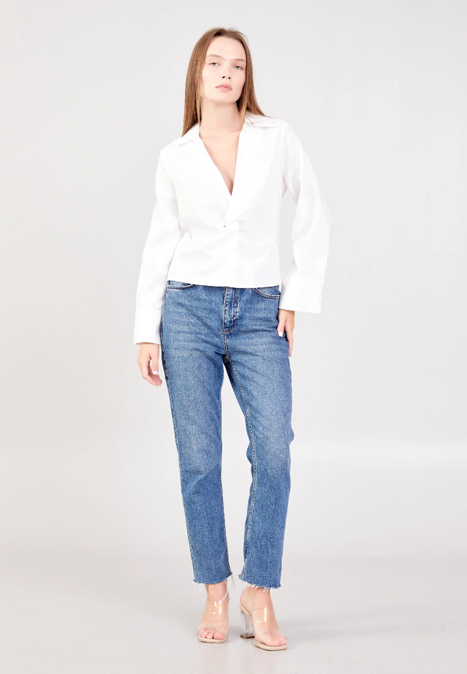 Long Sleeve Solid Color Regular Blouse ber23y4110 - Image 6