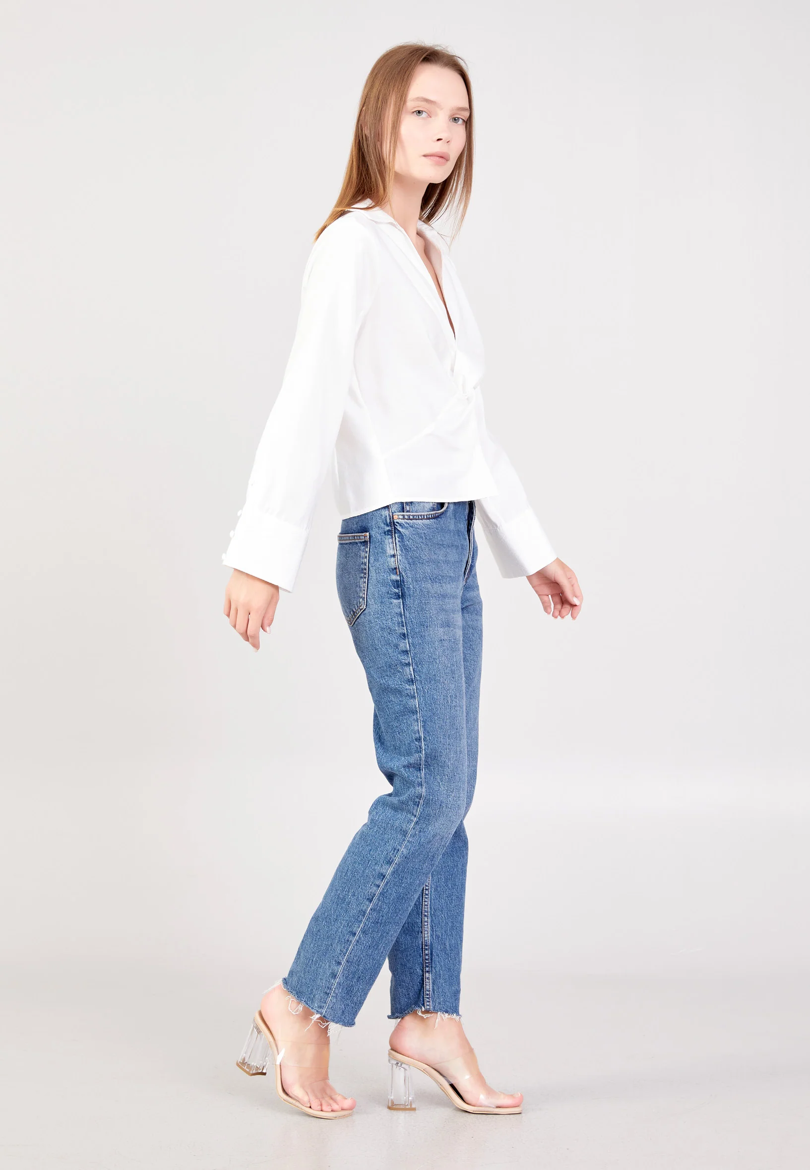 Long Sleeve Solid Color Regular Blouse ber23y4110 - Image 7