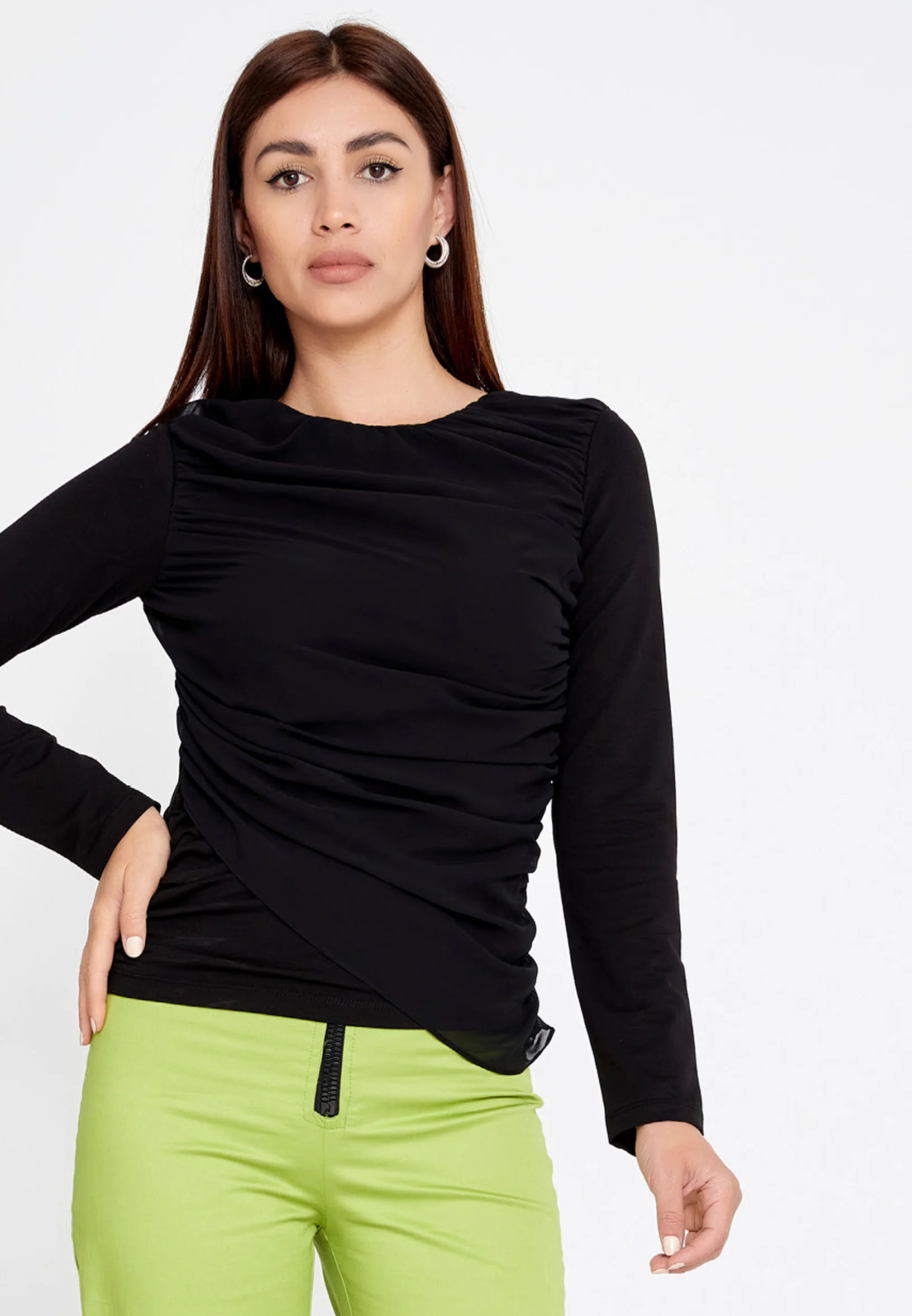 Long Sleeve Solid Color Regular Blouse ber23y4140