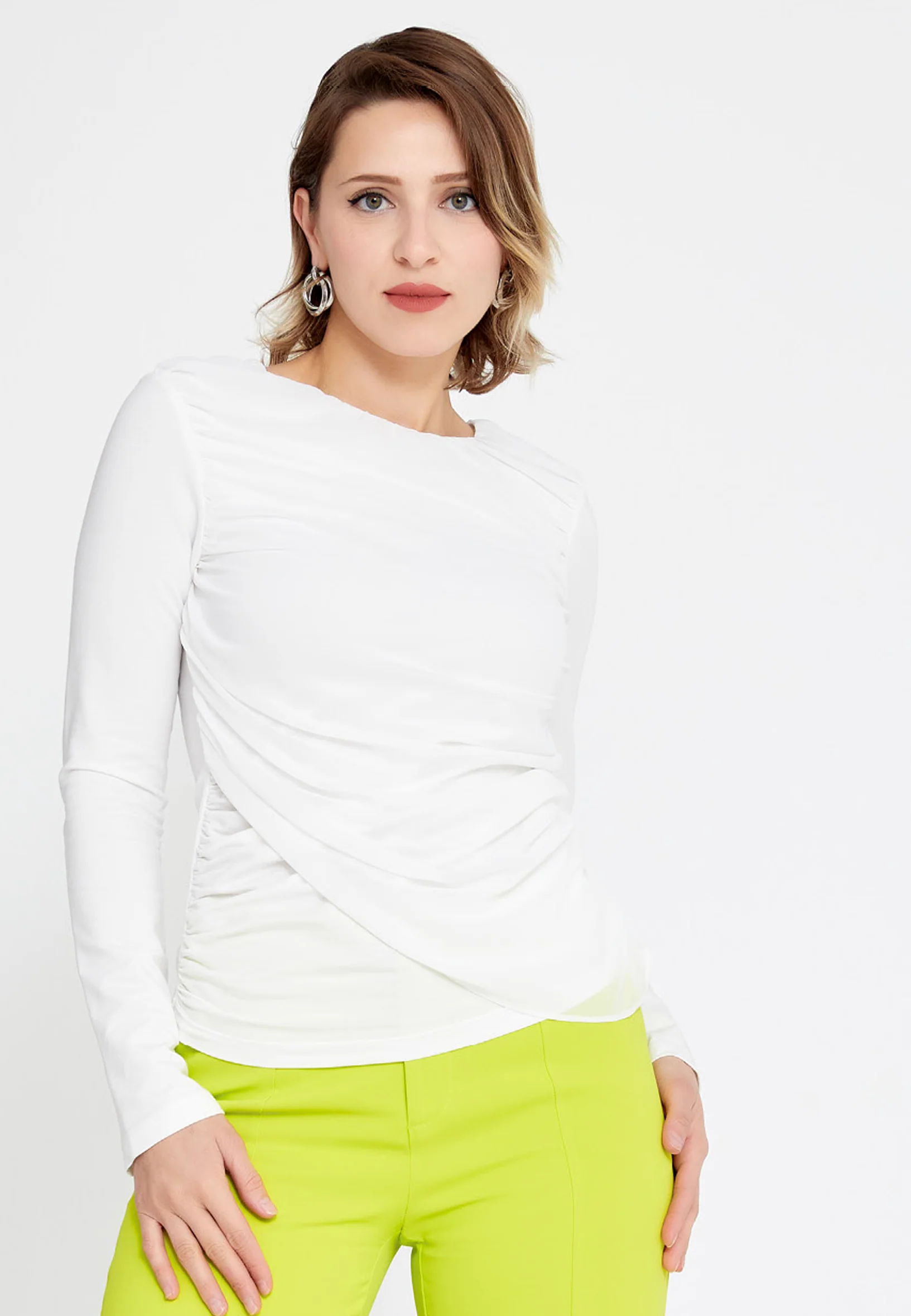 Long Sleeve Solid Color Regular Blouse ber23y4140 - Image 5