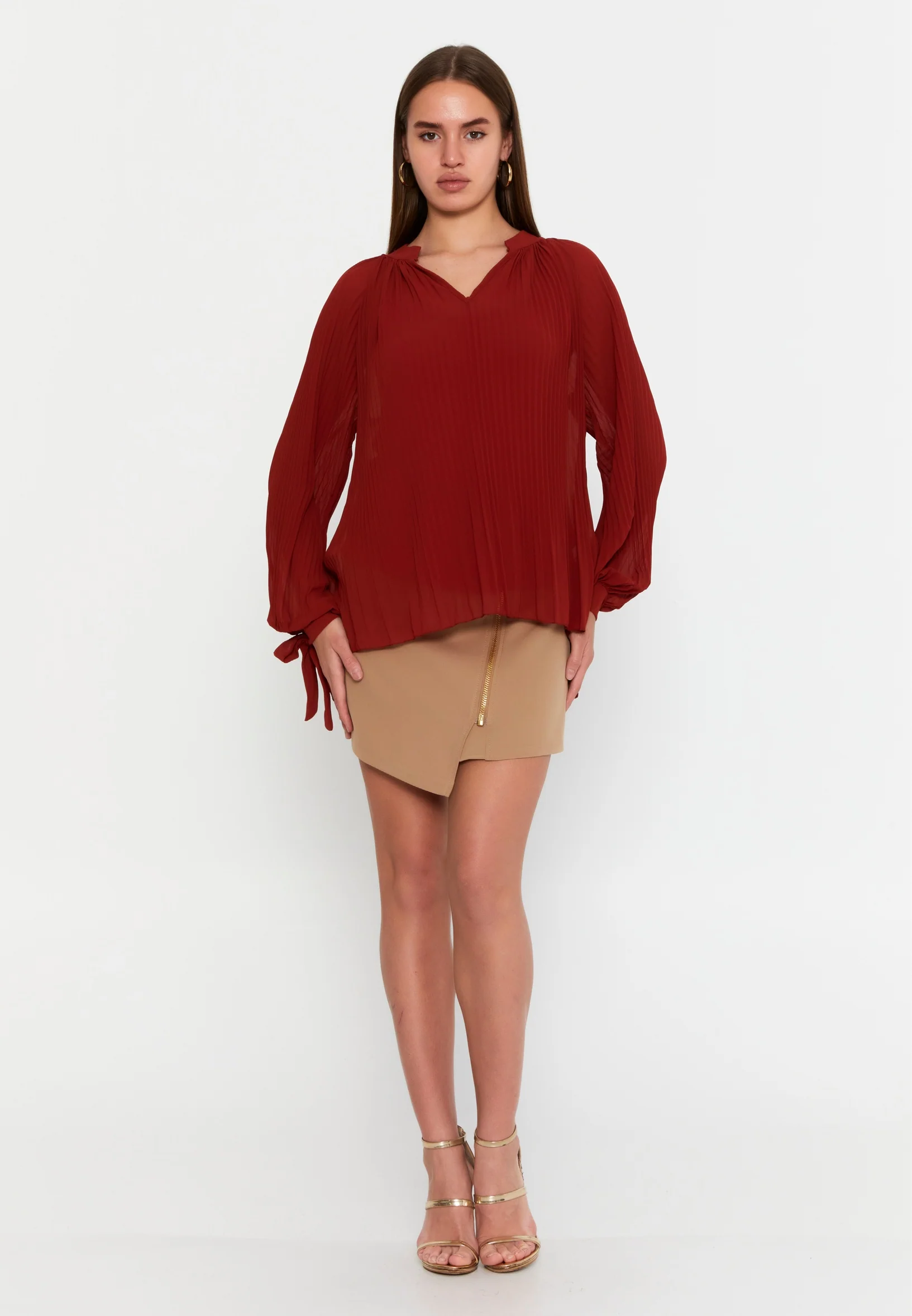 Long Sleeve Solid Color Regular Blouse cav48419 - Image 10