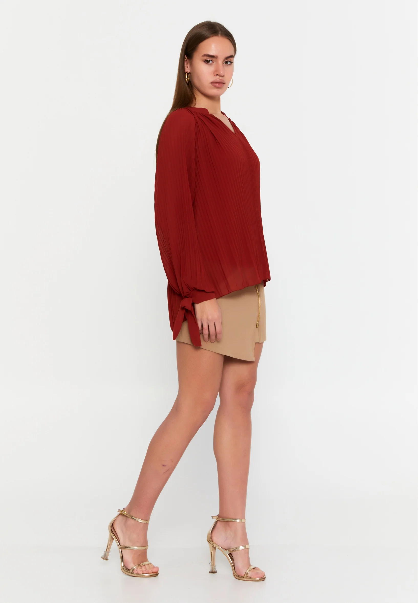 Long Sleeve Solid Color Regular Blouse cav48419 - Image 12