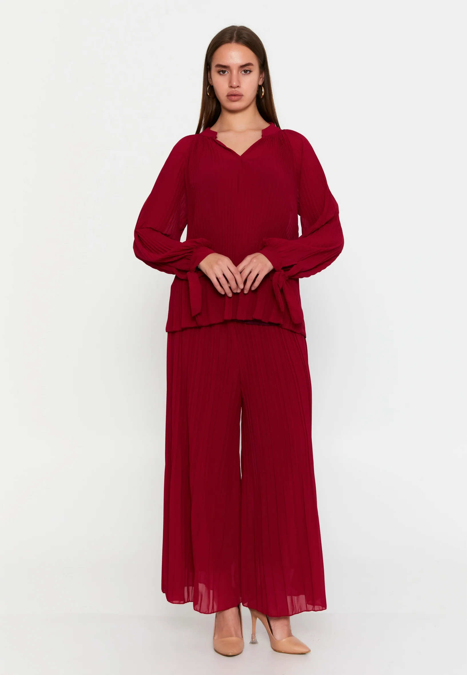 Long Sleeve Solid Color Regular Blouse cav48419 - Image 14