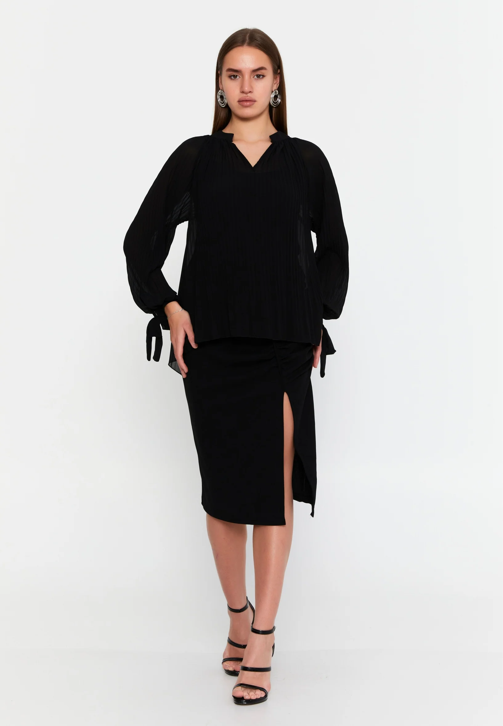 Long Sleeve Solid Color Regular Blouse cav48419 - Image 2