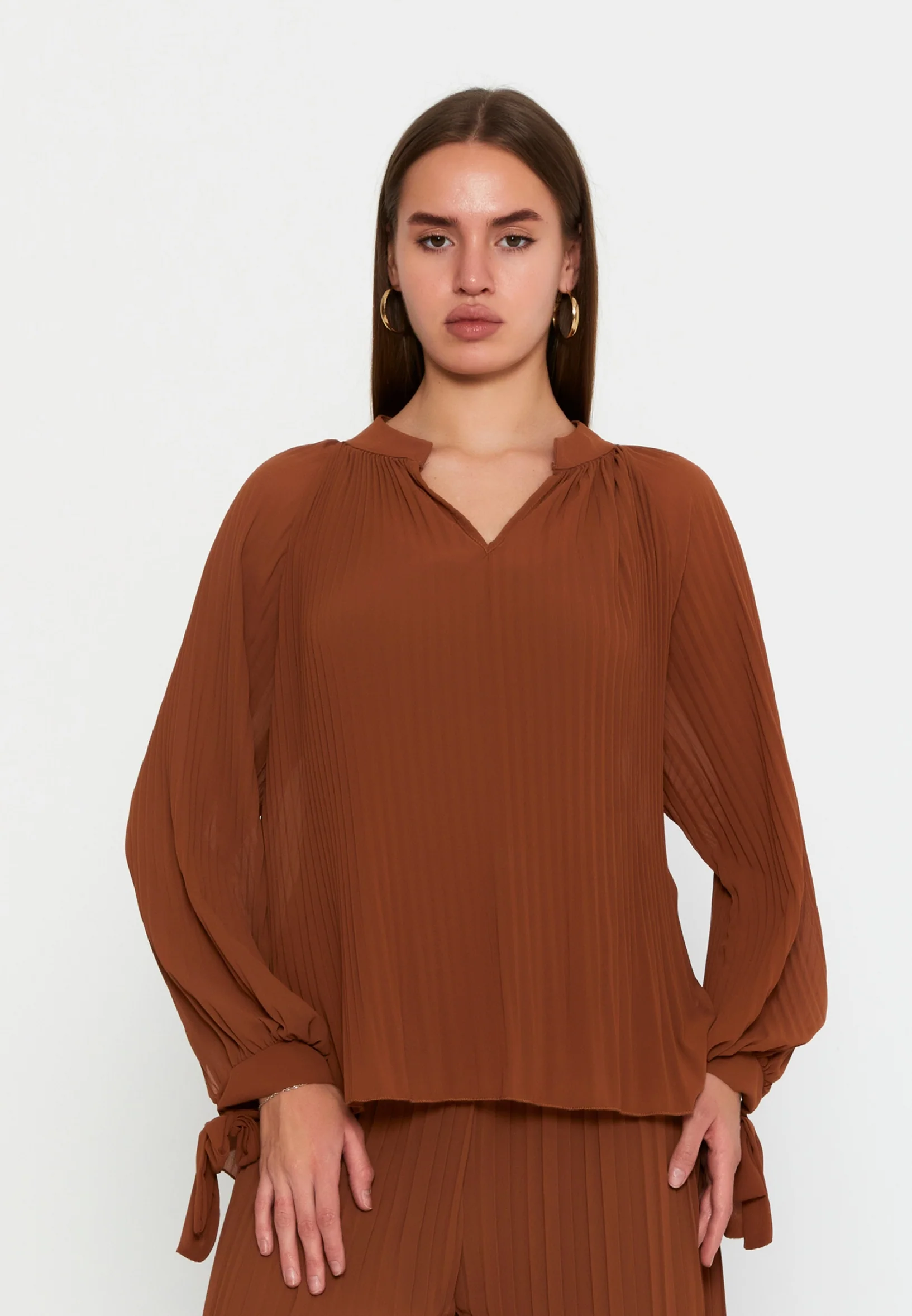 Long Sleeve Solid Color Regular Blouse cav48419 - Image 5