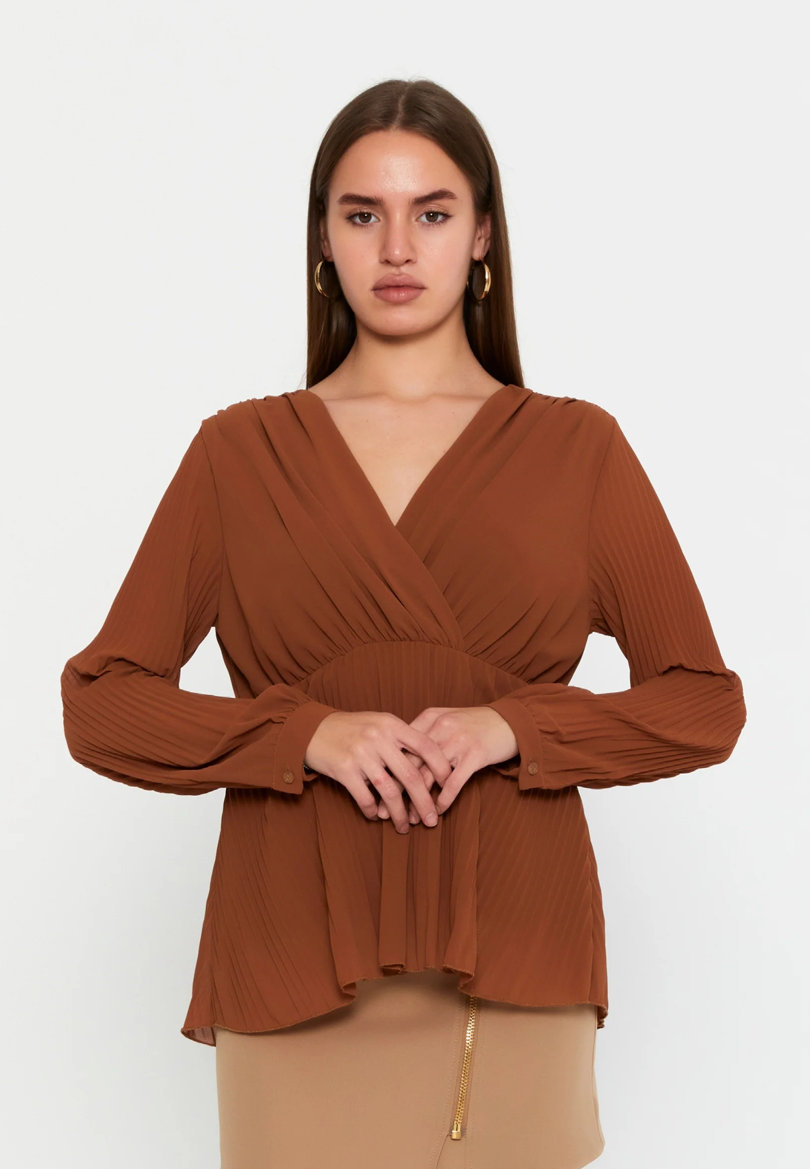 Long Sleeve Solid Color Regular Blouse cav48460 - Image 13