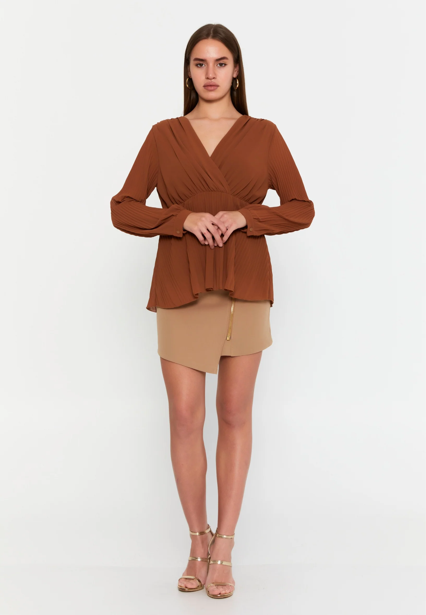 Long Sleeve Solid Color Regular Blouse cav48460 - Image 14