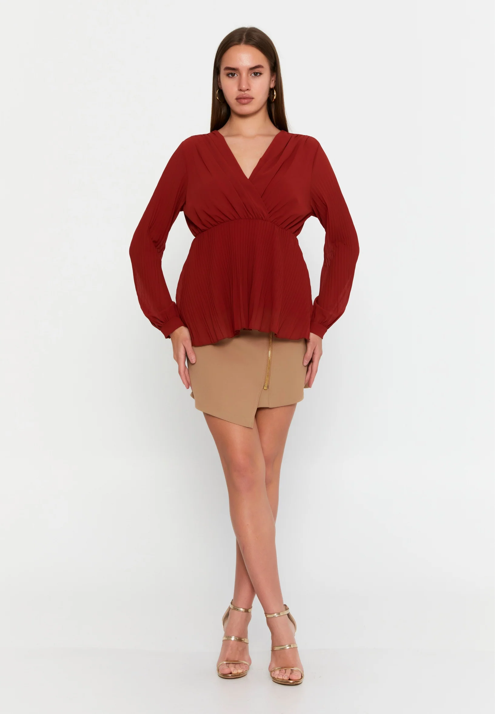 Long Sleeve Solid Color Regular Blouse cav48460 - Image 18