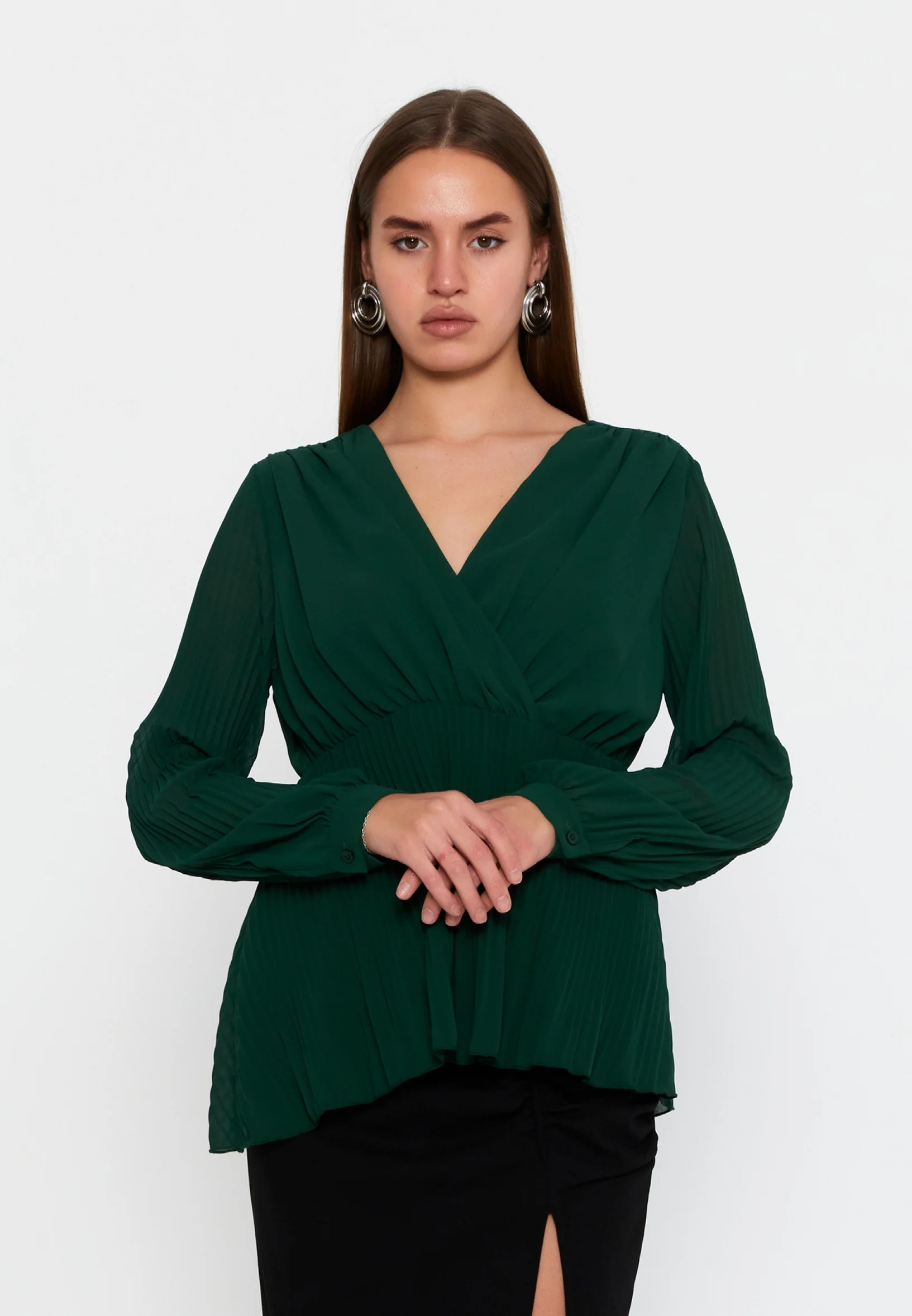 Long Sleeve Solid Color Regular Blouse cav48460 - Image 21
