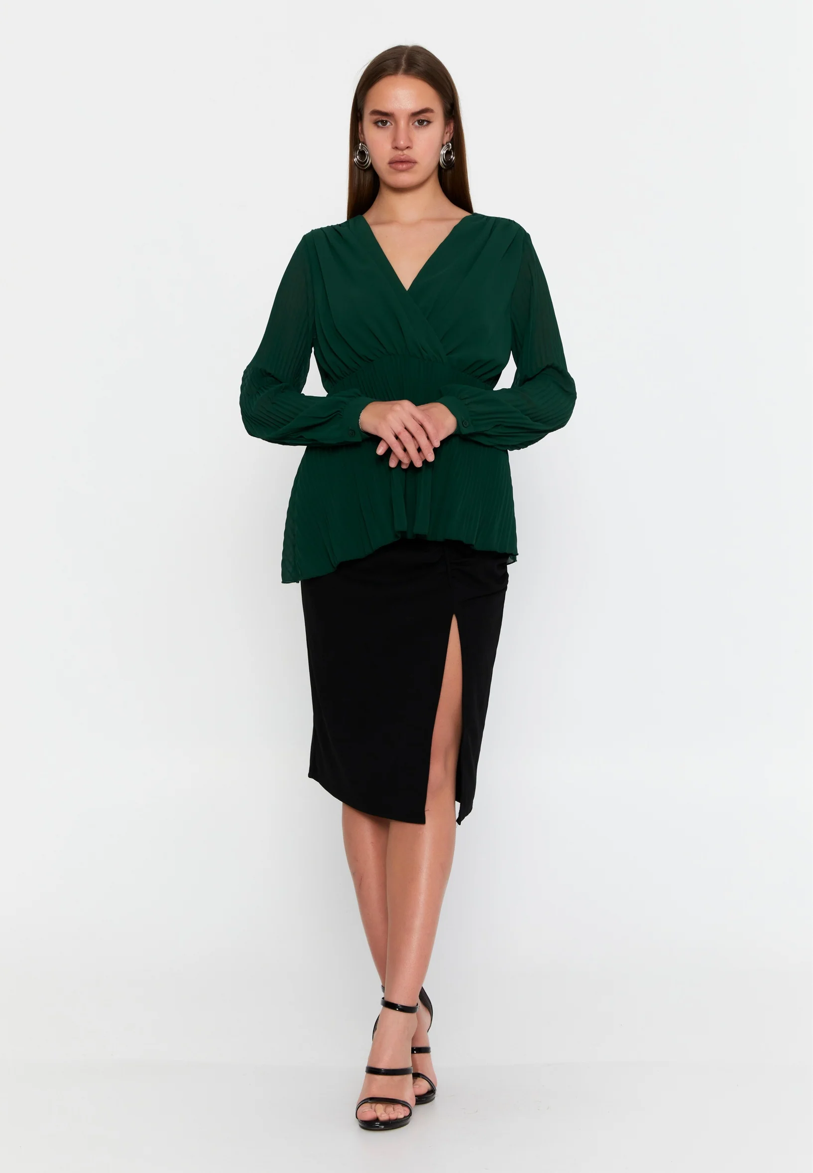 Long Sleeve Solid Color Regular Blouse cav48460 - Image 22