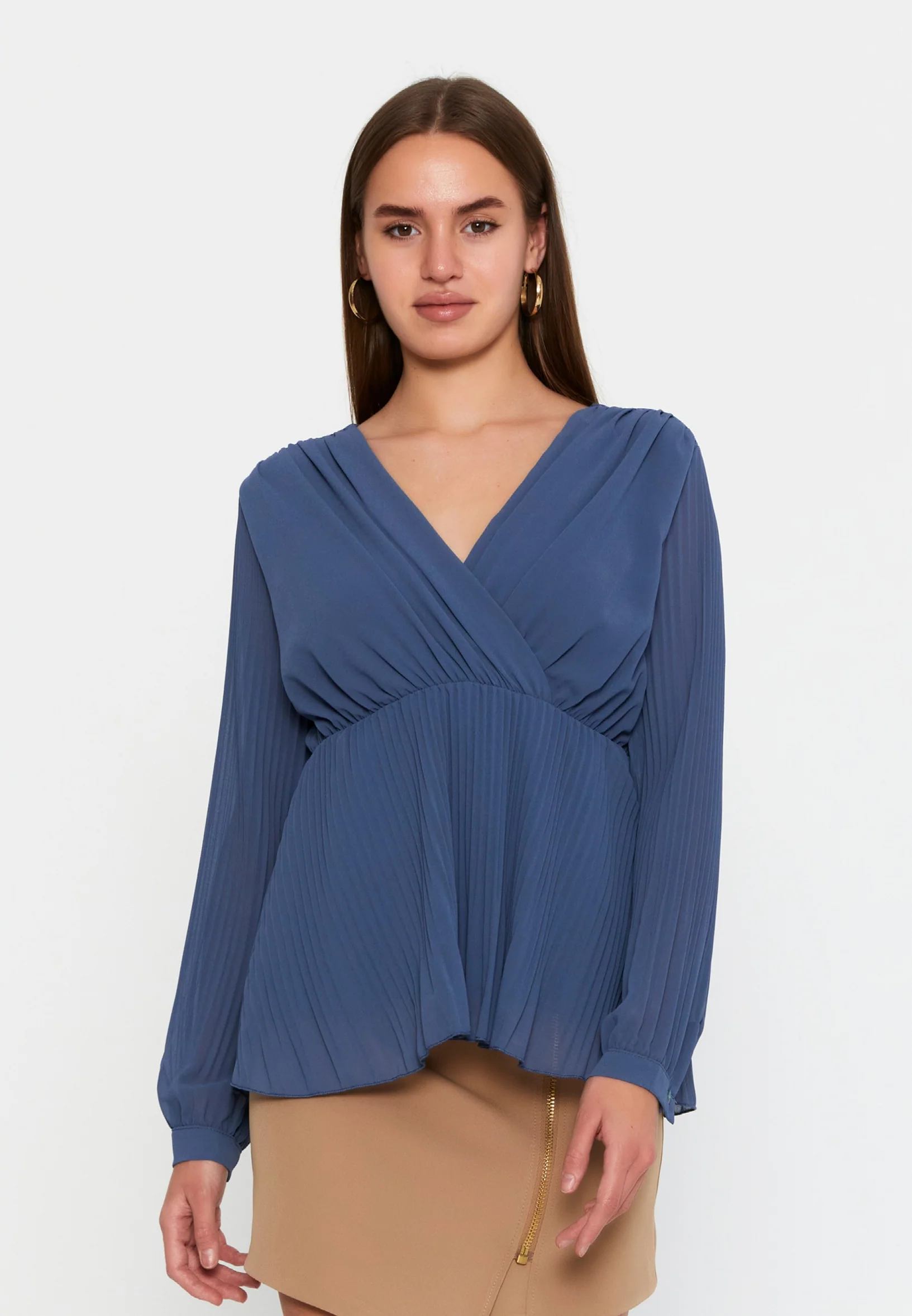 Long Sleeve Solid Color Regular Blouse cav48460 - Image 5