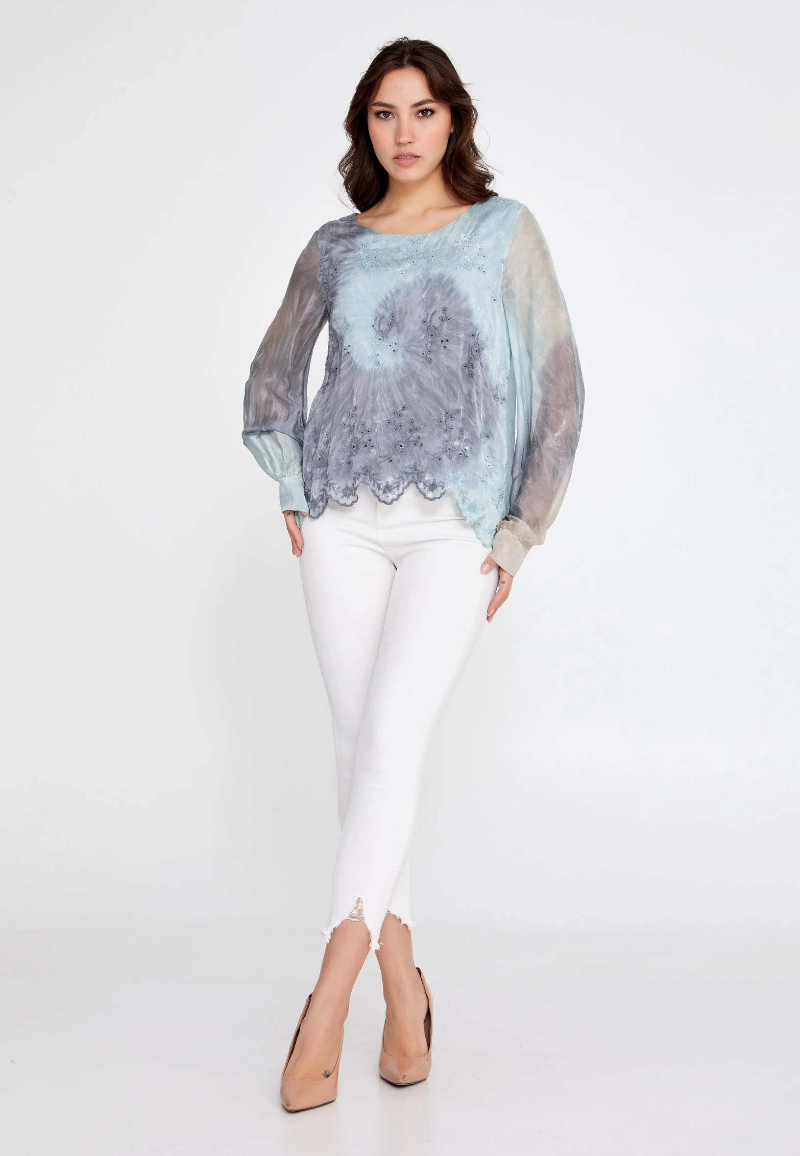Long Sleeve Solid Color Regular Blouse cav49368 - Image 6