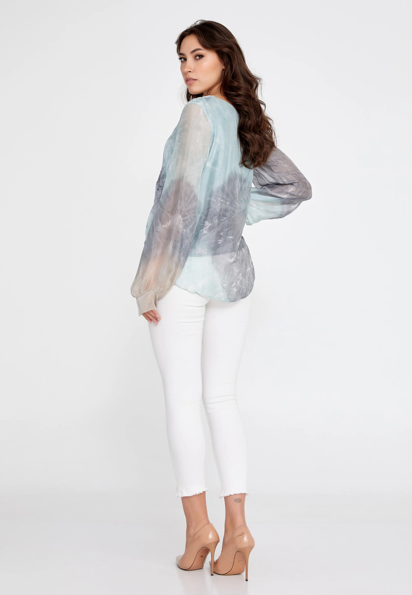 Long Sleeve Solid Color Regular Blouse cav49368 - Image 7