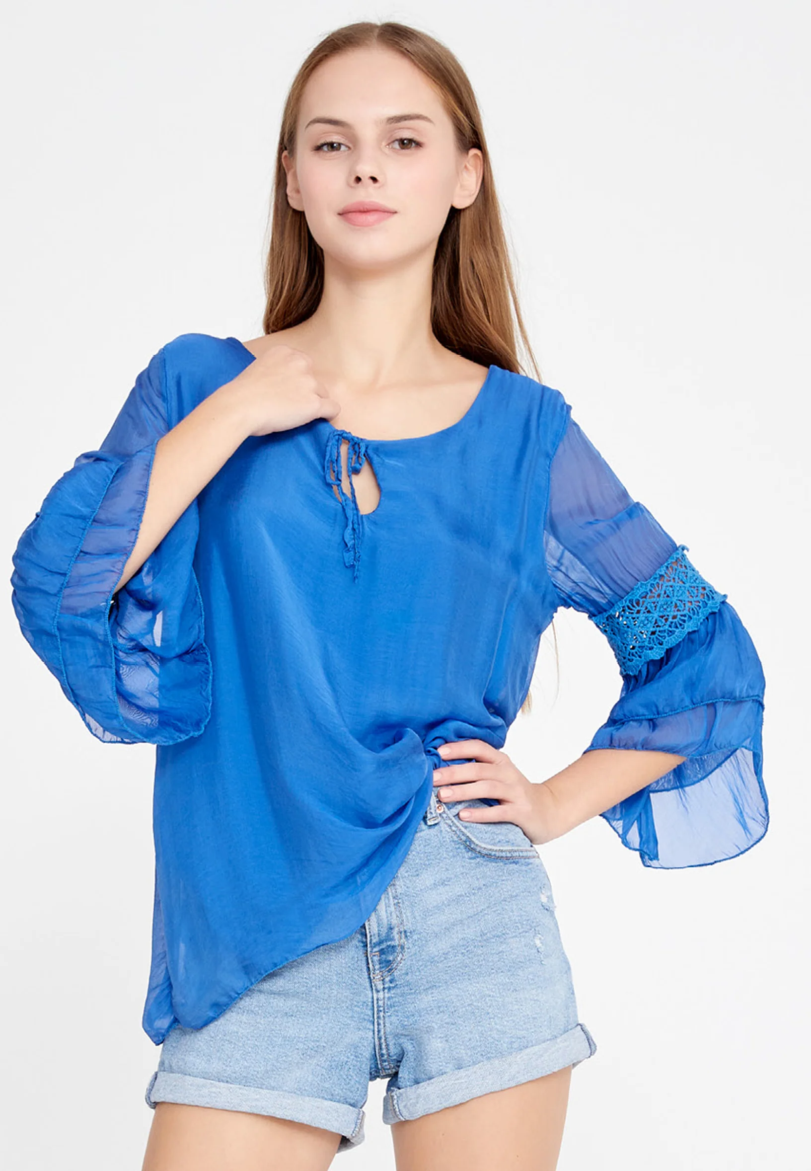 Long Sleeve Solid Color Regular Blouse esl123 - Image 10