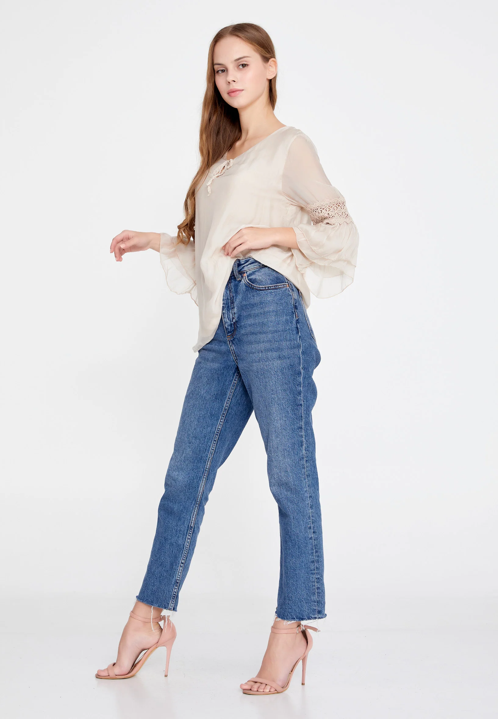 Long Sleeve Solid Color Regular Blouse esl123 - Image 3
