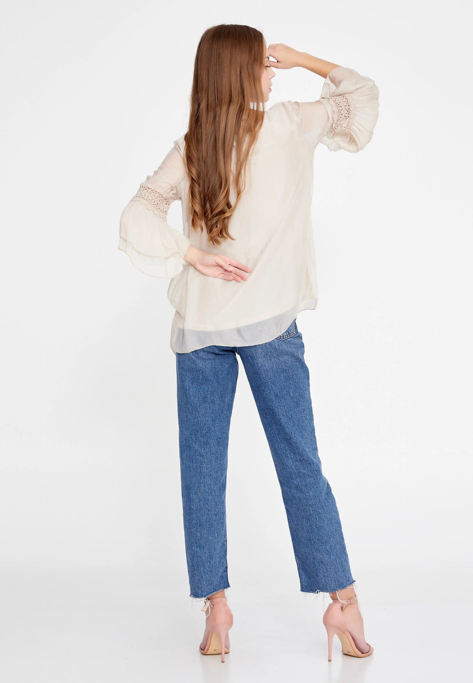 Long Sleeve Solid Color Regular Blouse esl123 - Image 4