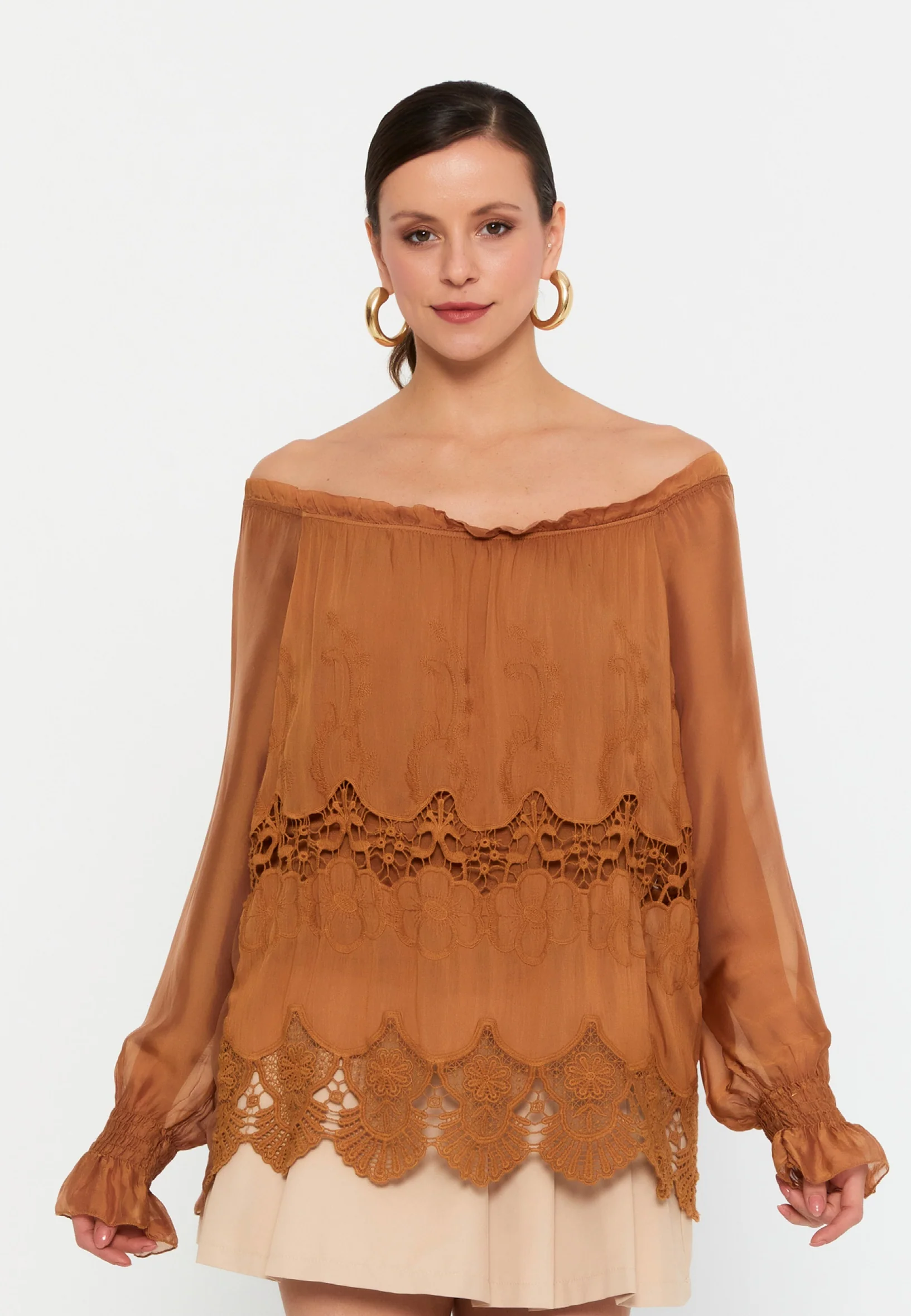 Long Sleeve Solid Color Regular Blouse esl49201 - Image 5