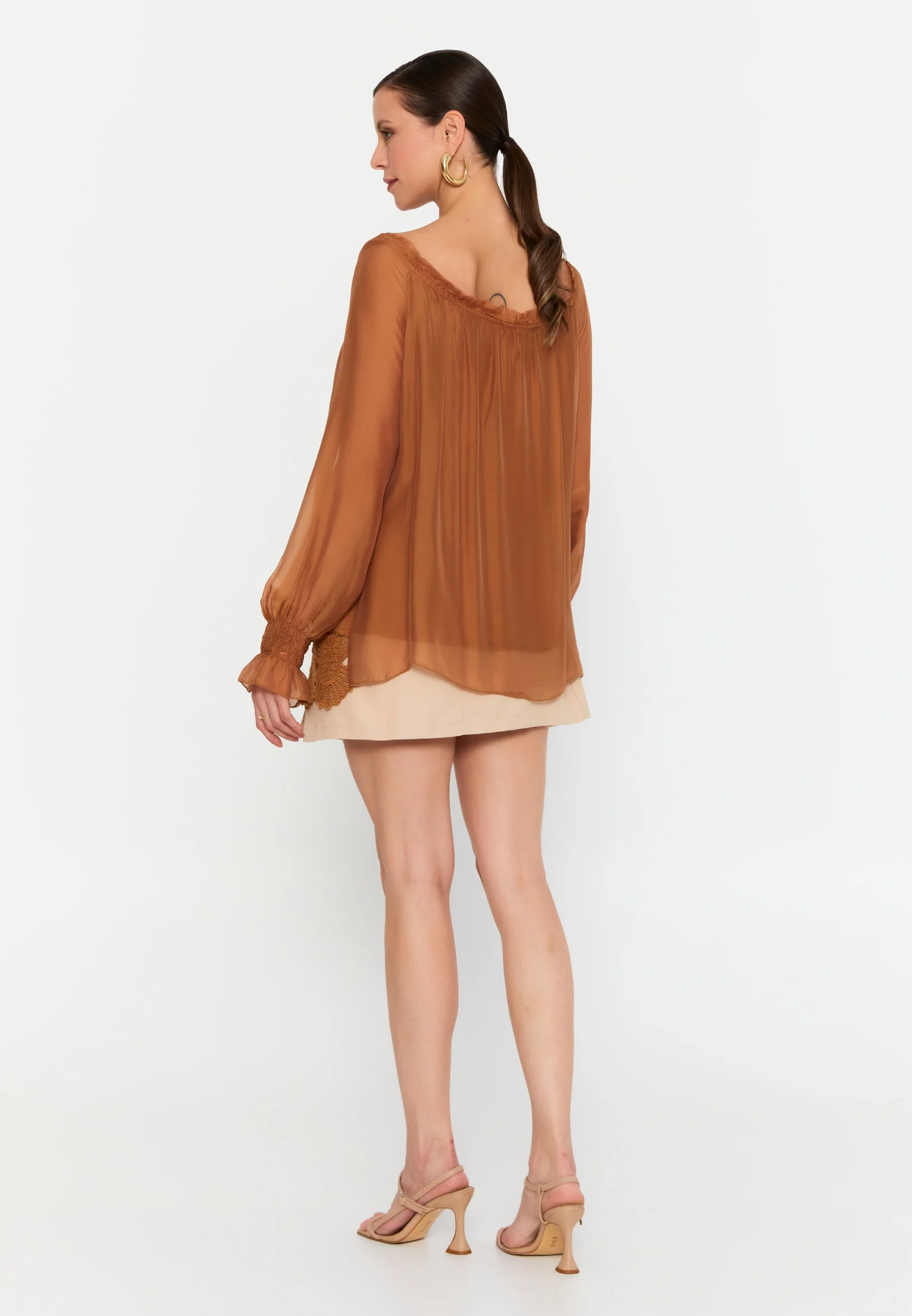 Long Sleeve Solid Color Regular Blouse esl49201 - Image 7