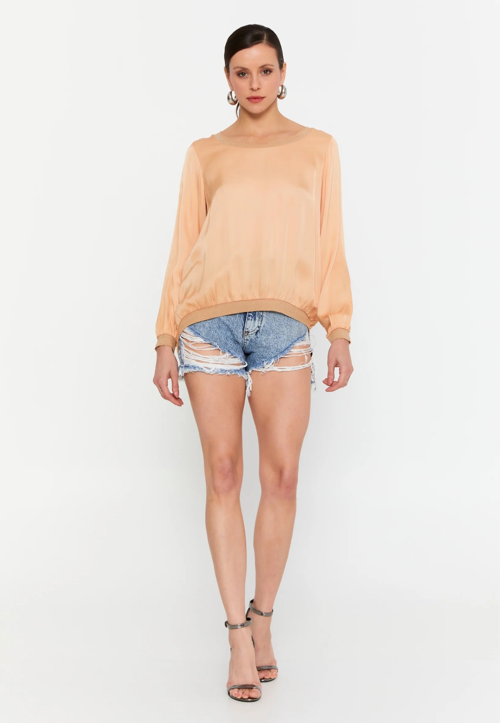 Long Sleeve Solid Color Regular Blouse esl49336 - Image 2