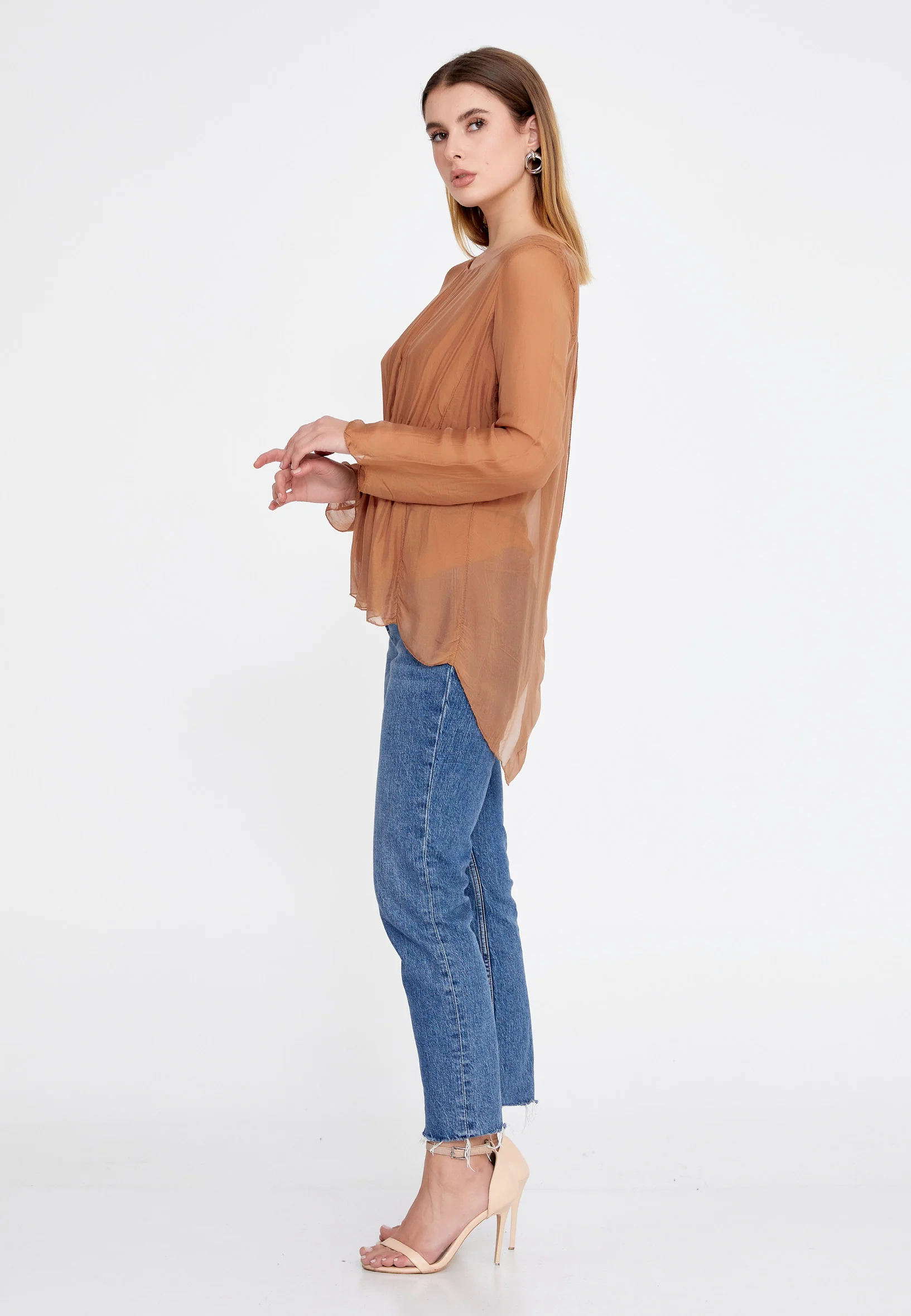 Long Sleeve Solid Color Regular Blouse esl5002 - Image 11