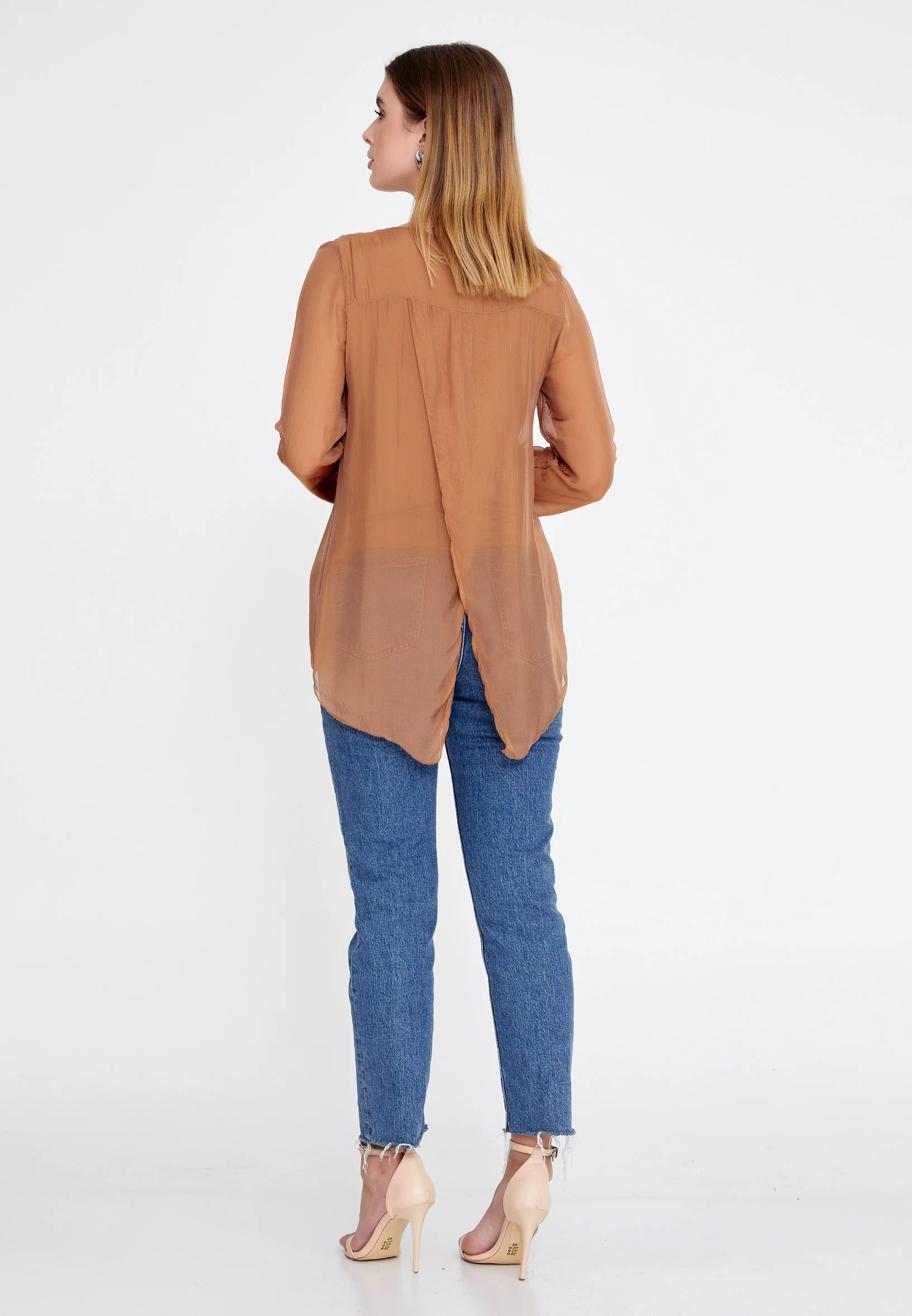 Long Sleeve Solid Color Regular Blouse esl5002 - Image 12