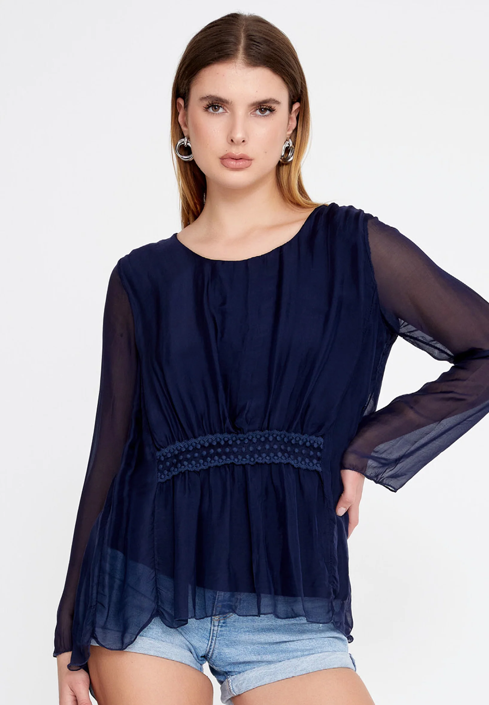 Long Sleeve Solid Color Regular Blouse esl5002 - Image 17