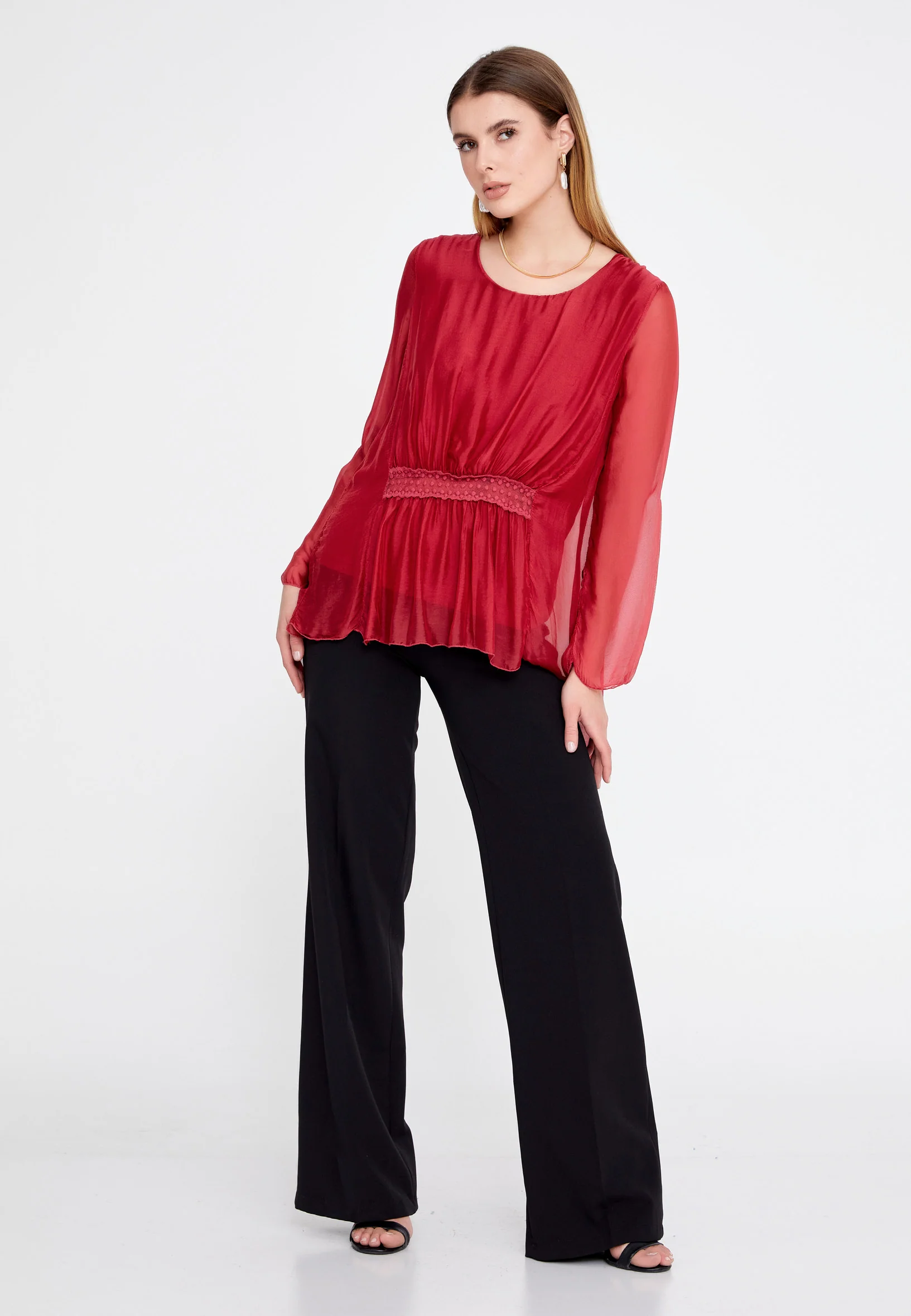 Long Sleeve Solid Color Regular Blouse esl5002 - Image 26