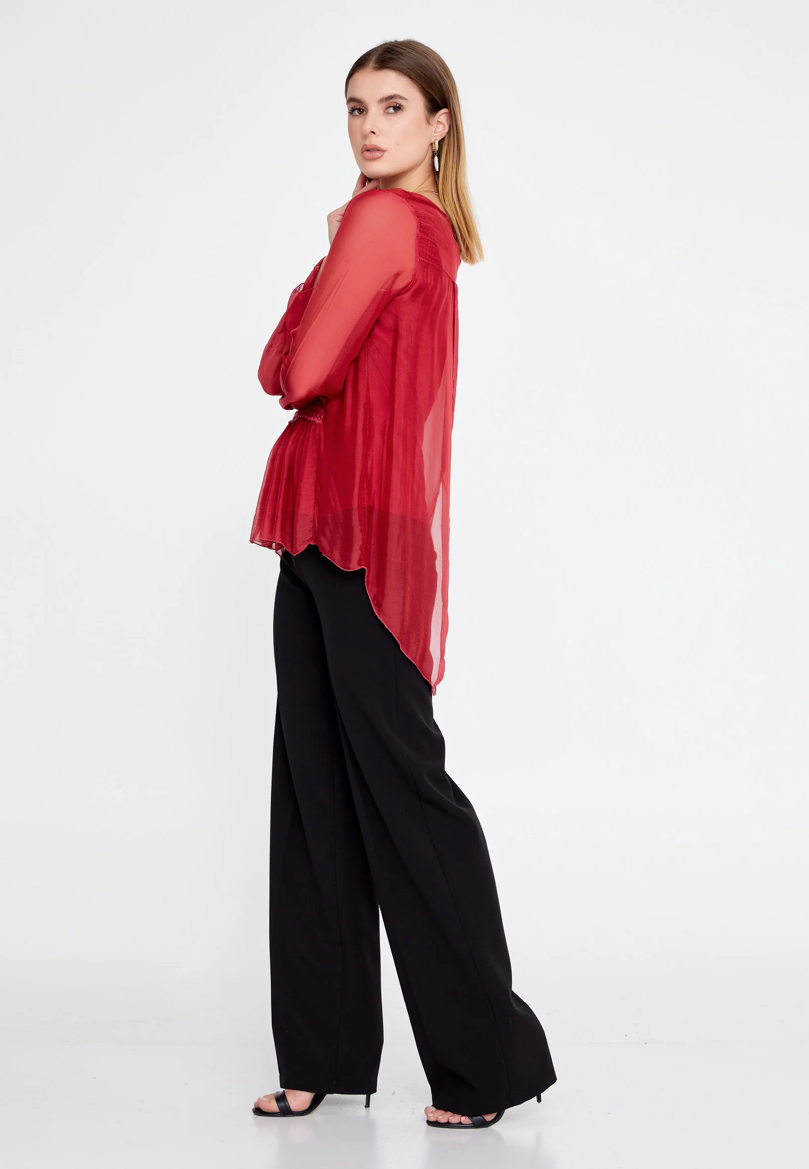Long Sleeve Solid Color Regular Blouse esl5002 - Image 28