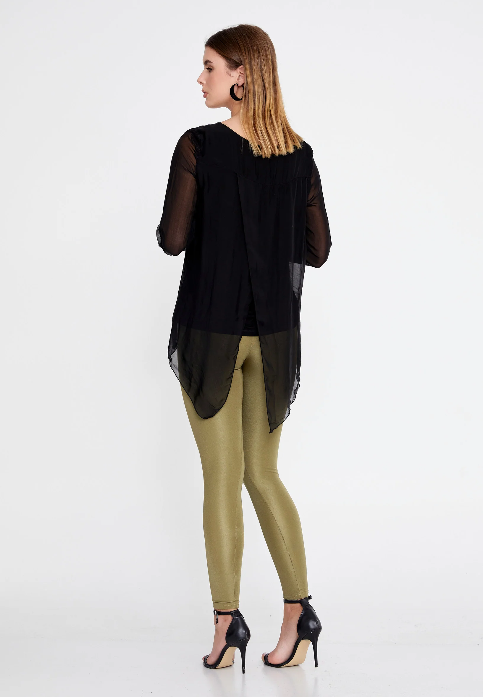Long Sleeve Solid Color Regular Blouse esl5002 - Image 4