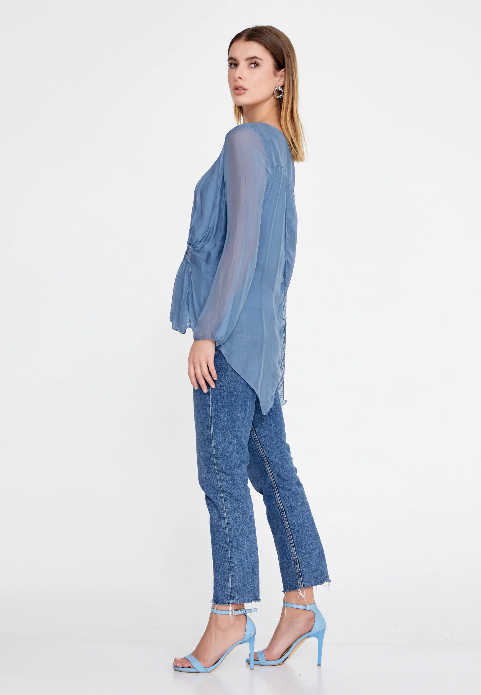 Long Sleeve Solid Color Regular Blouse esl5002 - Image 7