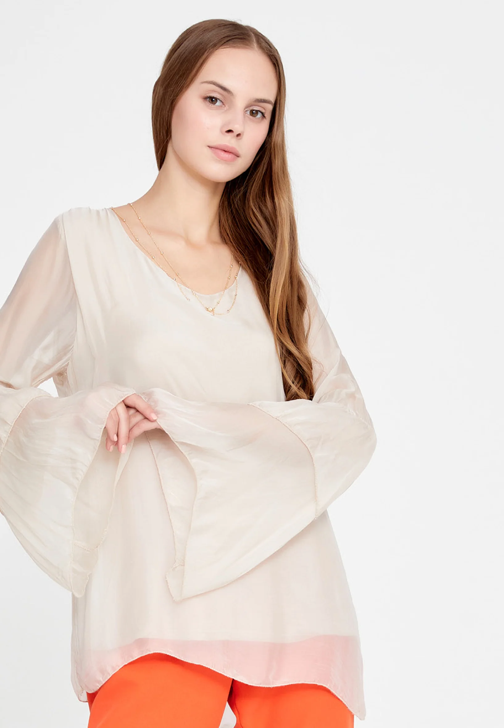 Long Sleeve Solid Color Regular Blouse esl5191