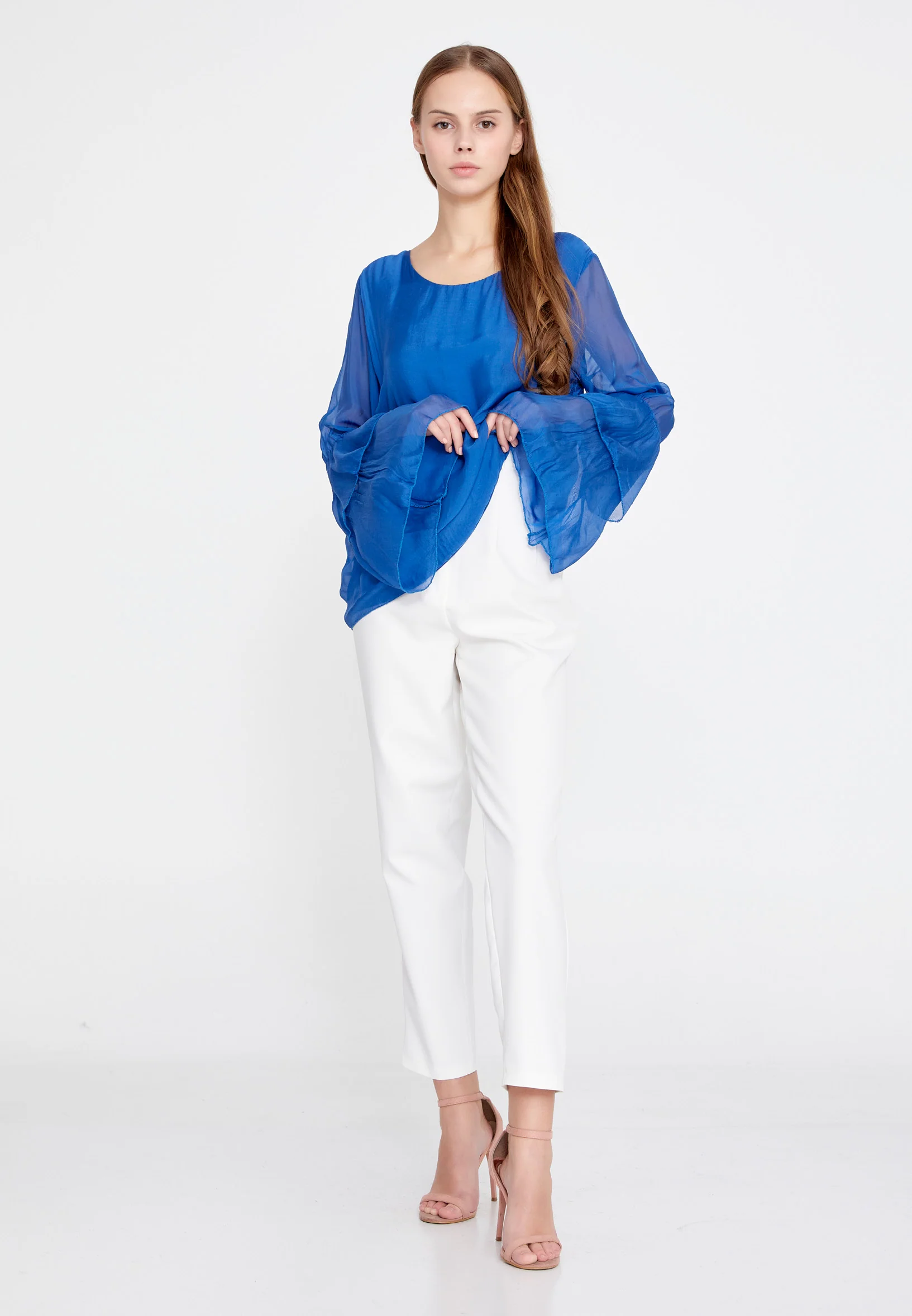 Long Sleeve Solid Color Regular Blouse esl5191 - Image 10