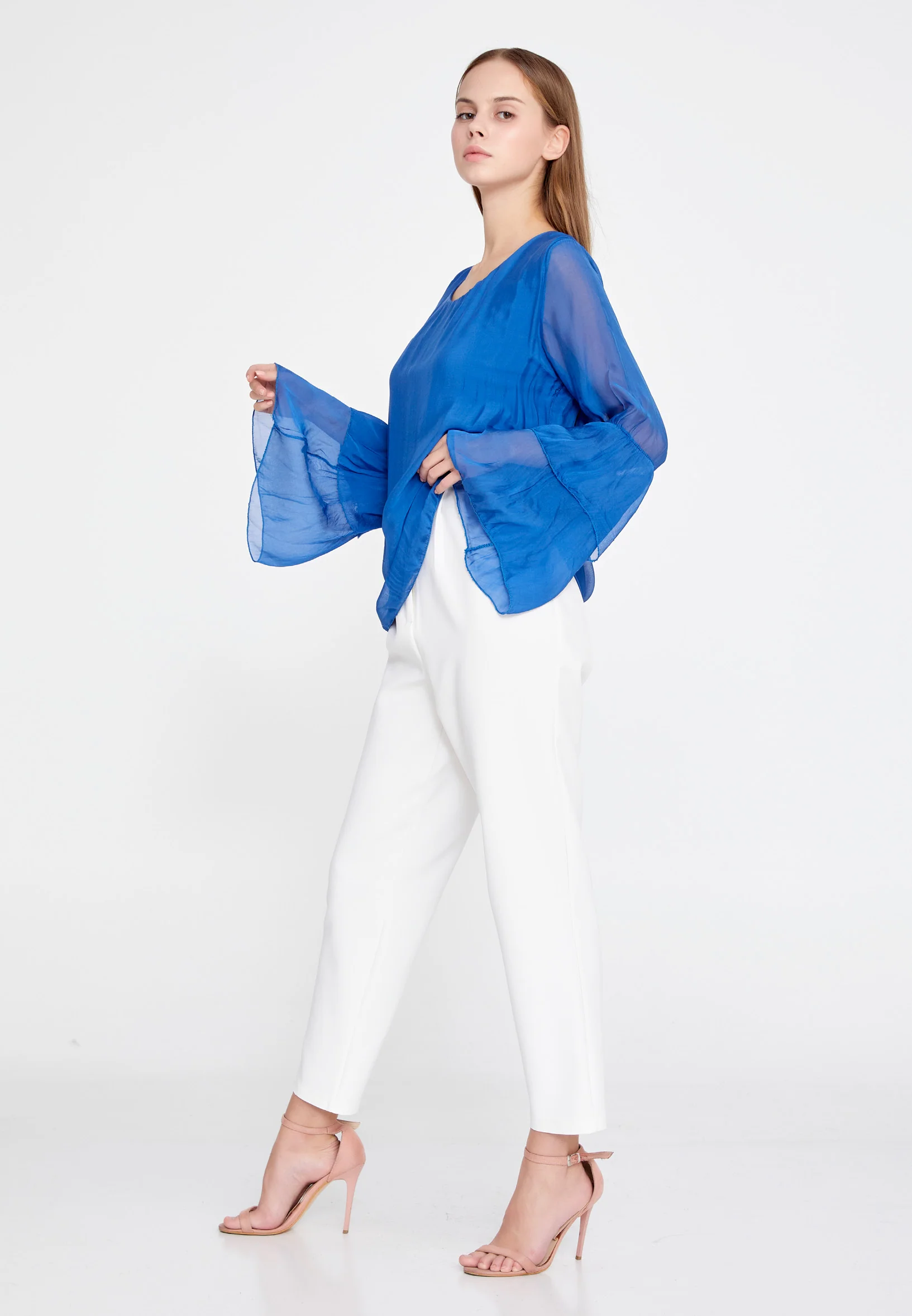 Long Sleeve Solid Color Regular Blouse esl5191 - Image 11