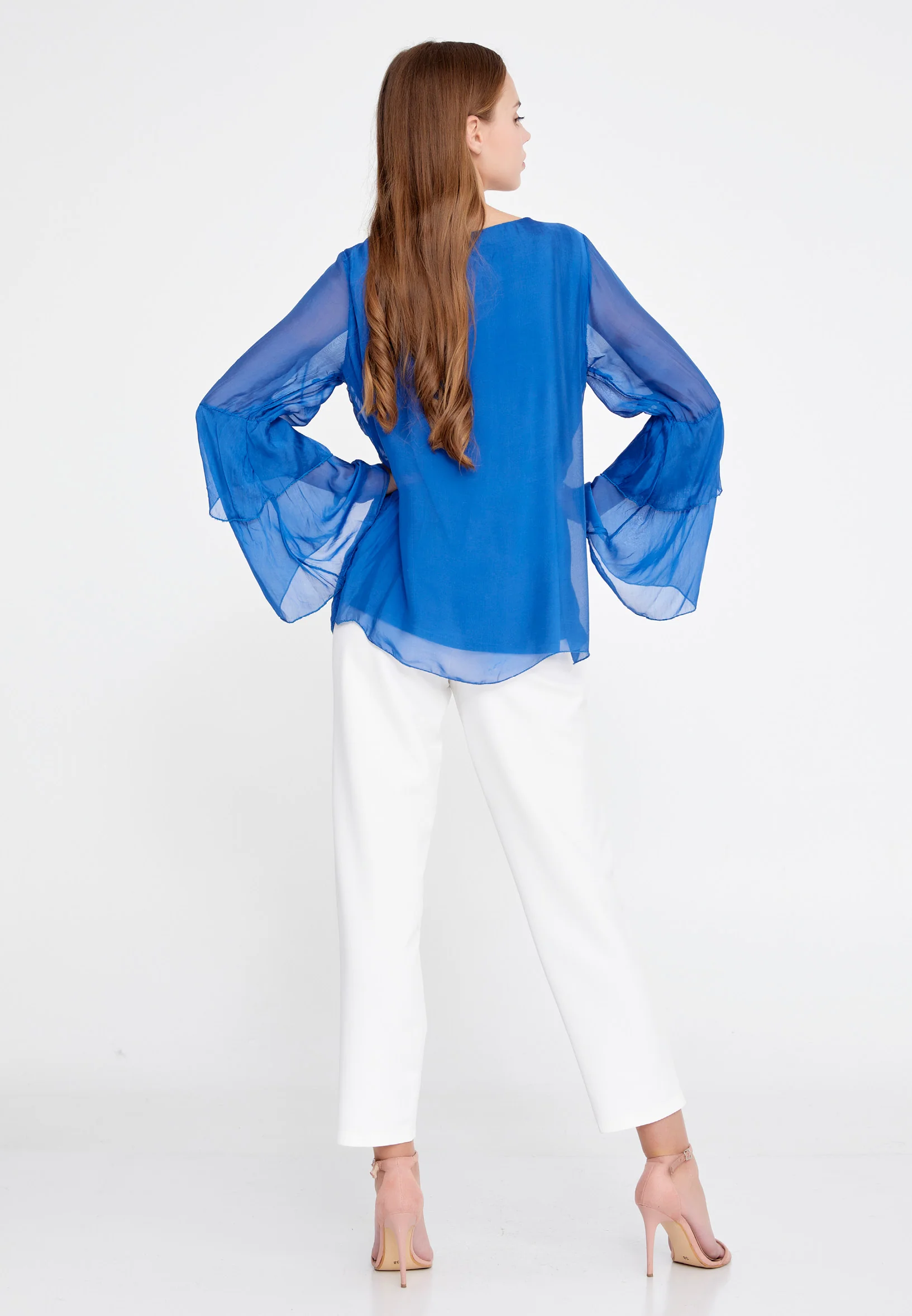 Long Sleeve Solid Color Regular Blouse esl5191 - Image 12